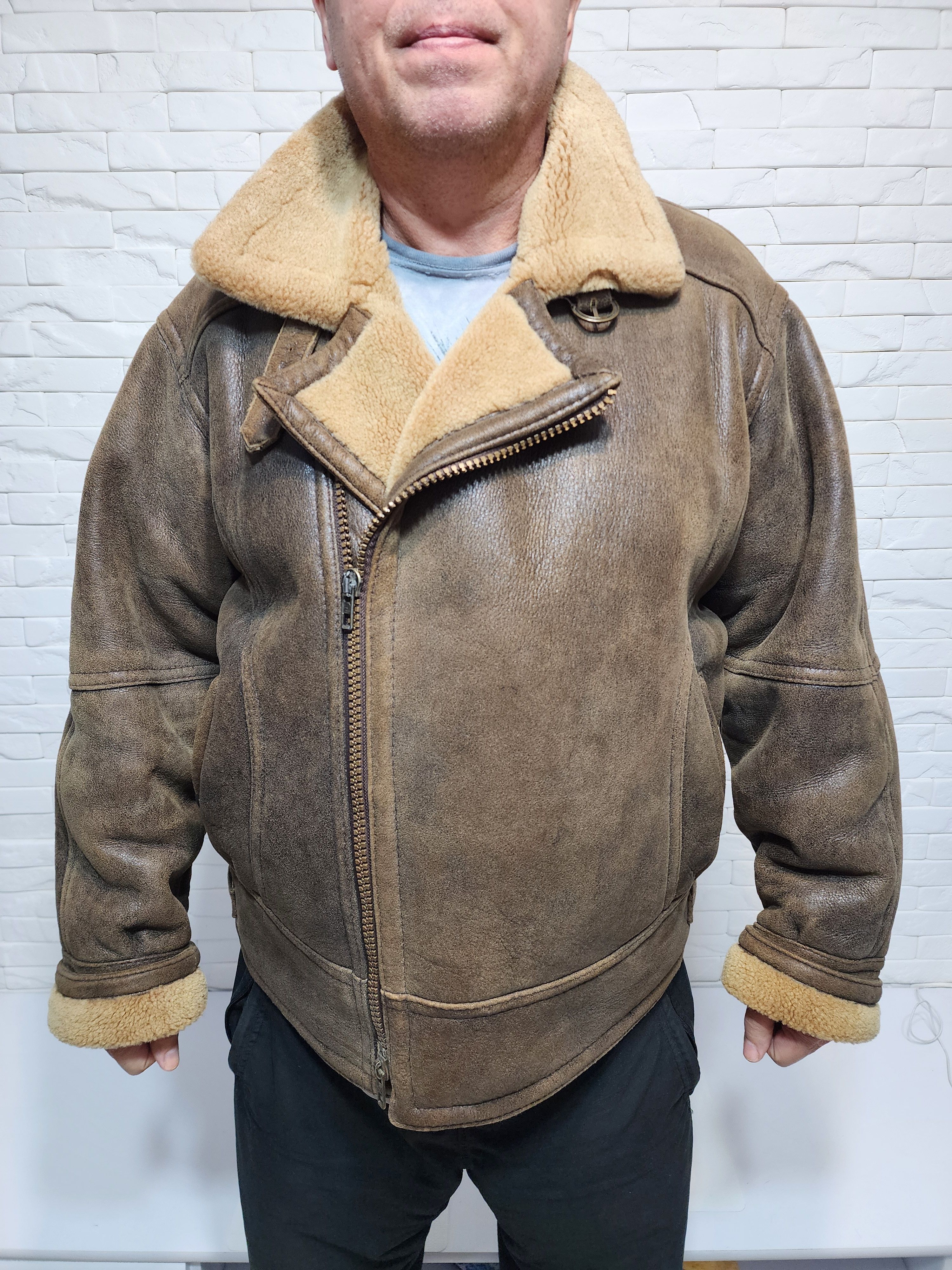 Genuine Leather Men's Brown Sheepskin Coat: Genuine Fur Jacket Size US L / EU 52-54 / 3 - 2 Thumbnail