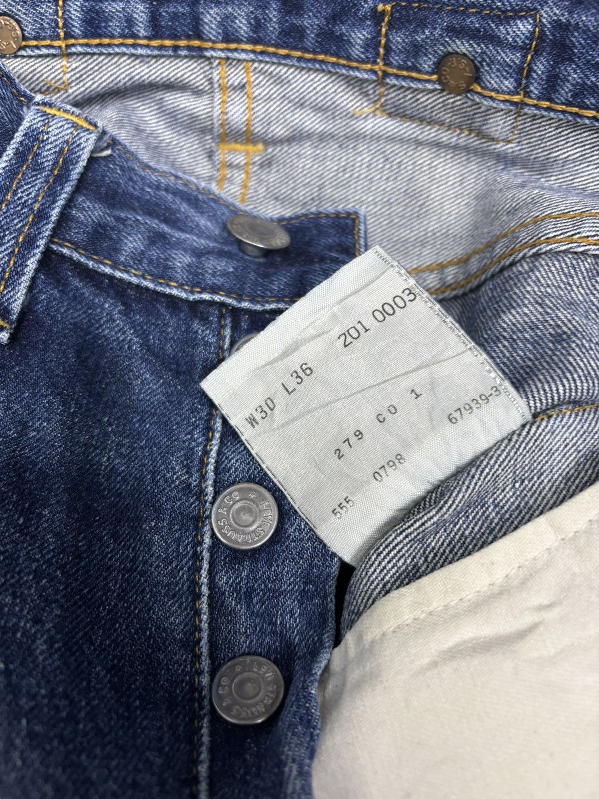 Kapital 🔥VINTAGE LEVIS 201 BIG E SELVEDGE DENIM JEANS RIP BUCKLE Size US 28 / EU 44 - 16 Thumbnail