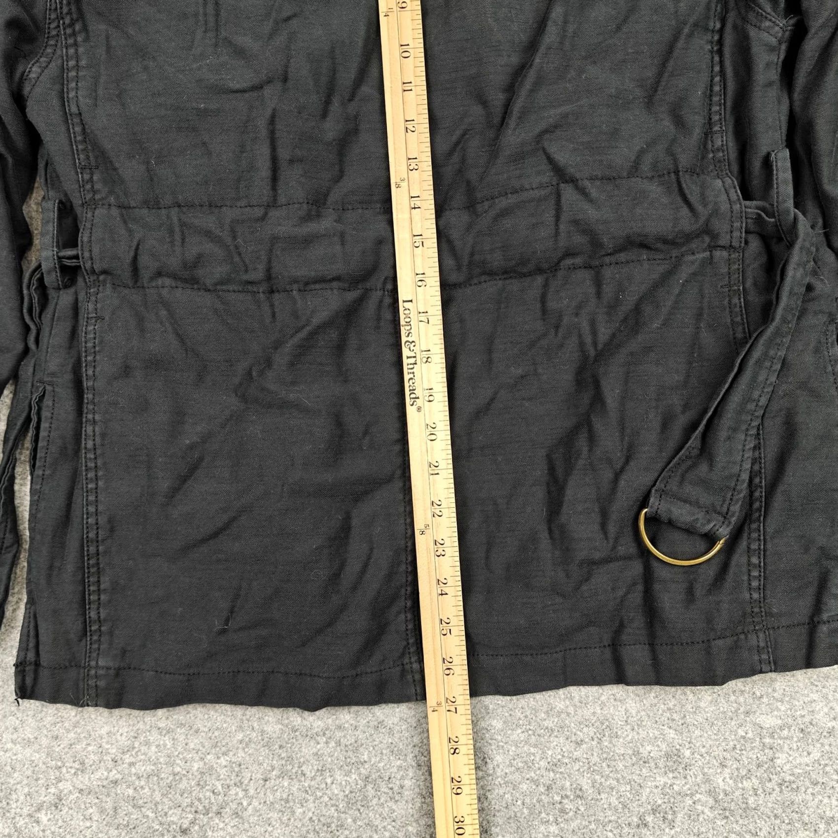 Free People Free People Jacket Womens Small Black Canvas Belted Utility Pockets Open Front Size S / US 4 / IT 40 - 7 Thumbnail