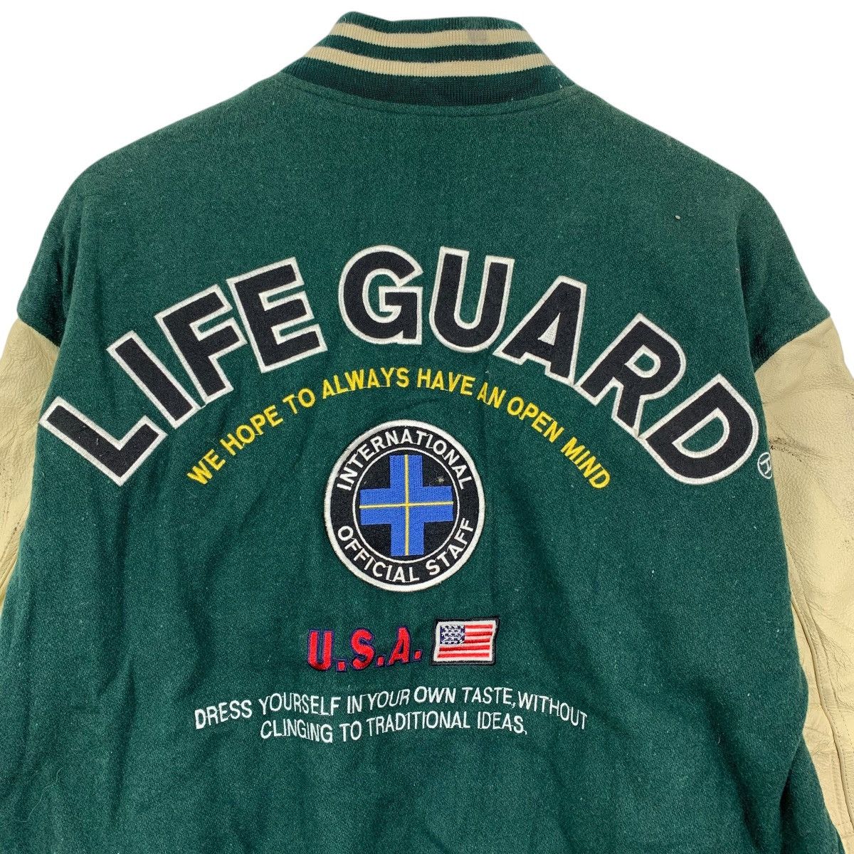 Vintage Vintage LIFEGUARD USA Cowhide Varsity Leather Bomber Jacket Size US M / EU 48-50 / 2 - 2 Thumbnail