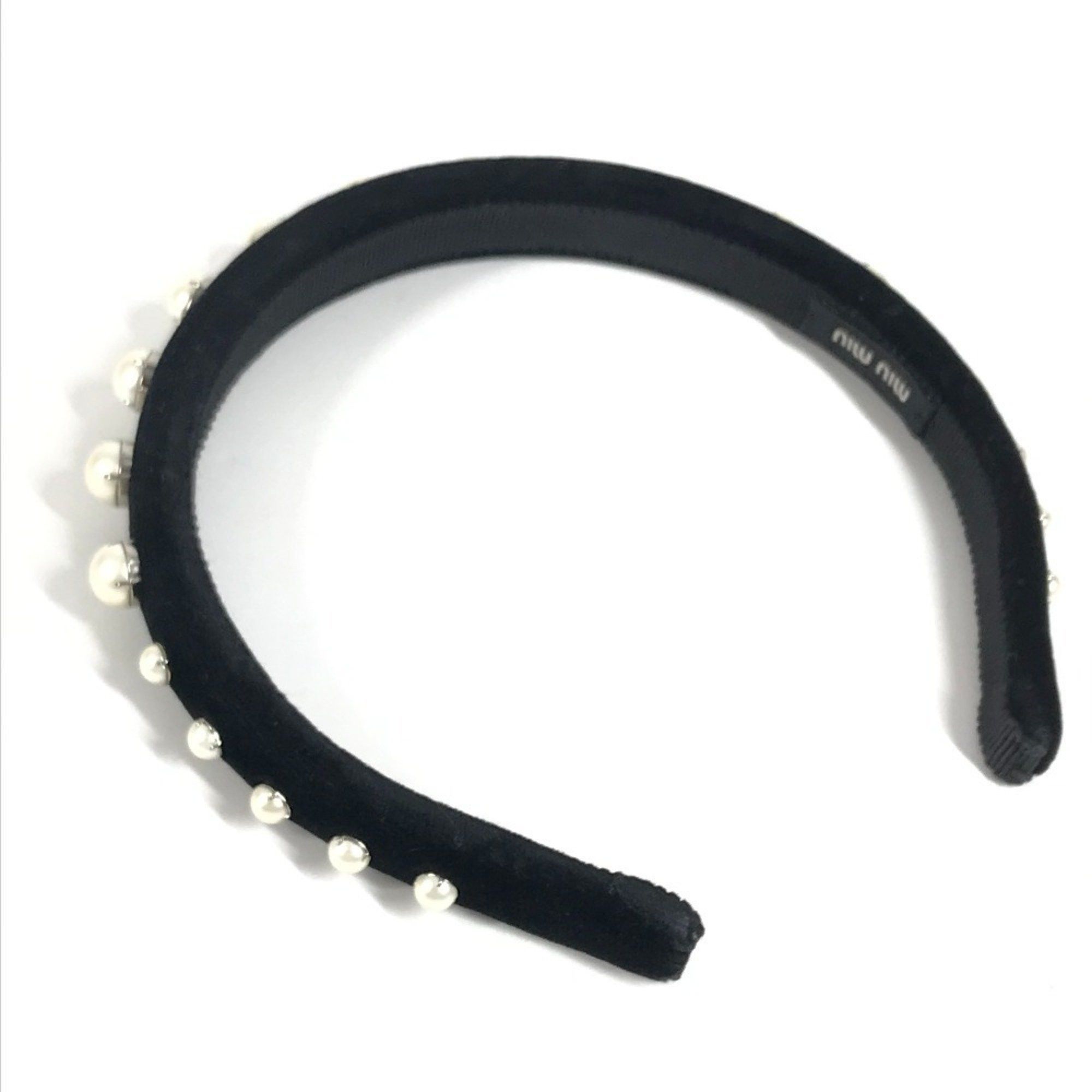 Auth MIUMIU ribbon rhinestone ribbon hair accessories headband hair band Miu Miu Silver Tone Bow Crystal Embellished Head Band Miu  main image 4