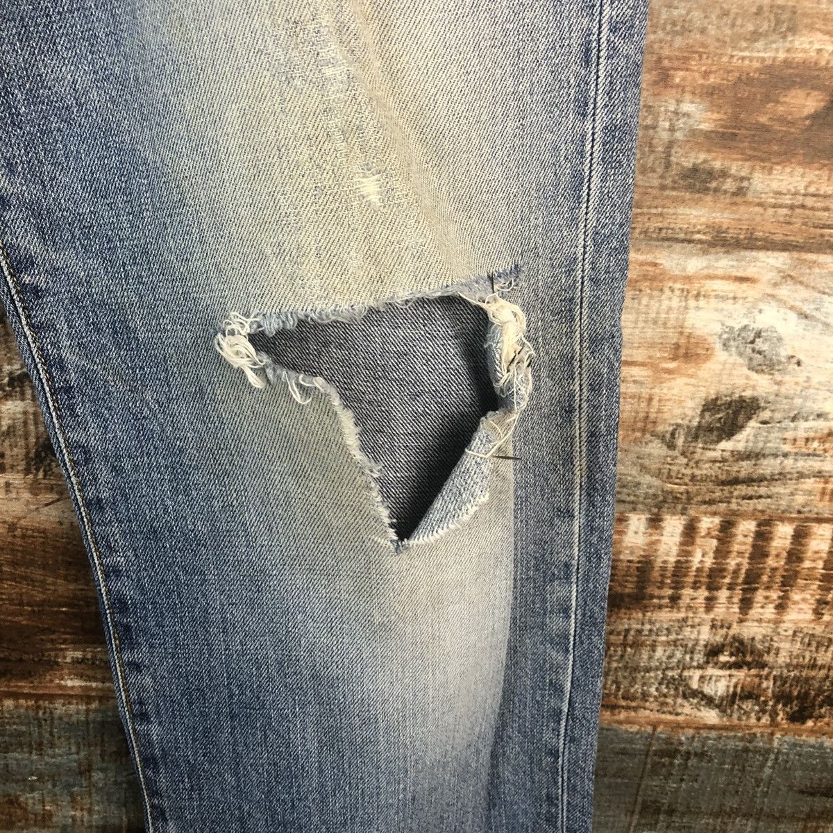 Japanese Brand DL Uniqlo Blue Distressed Denim Pants #C292 Size US 32 / EU 48 - 9 Thumbnail