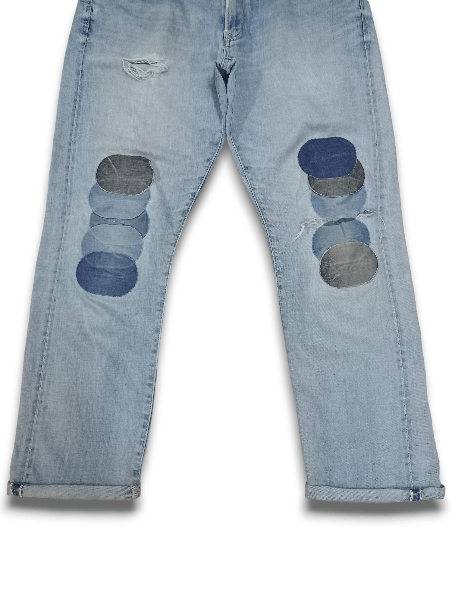 Japanese Brand × Uniqlo Vintage Uniqlo Selvedge Patched Loose Jeans 36x31 Size US 36 / EU 52 - 6 Thumbnail