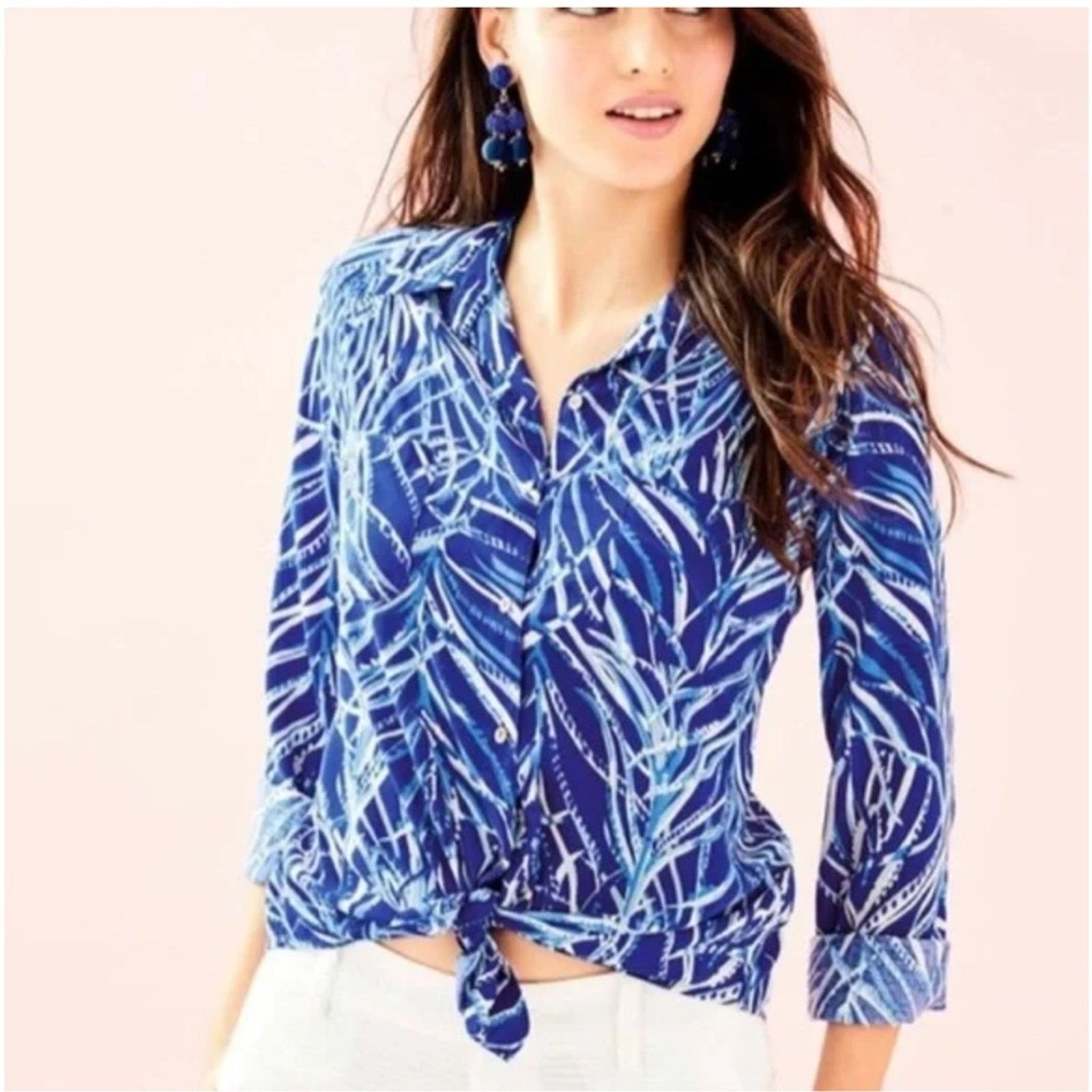 Lilly Pulitzer LILLY PULITZER Sea View Peacock Button Down Shirt in Size XS Size XS / US 0-2 / IT 36-38 - 6 Thumbnail