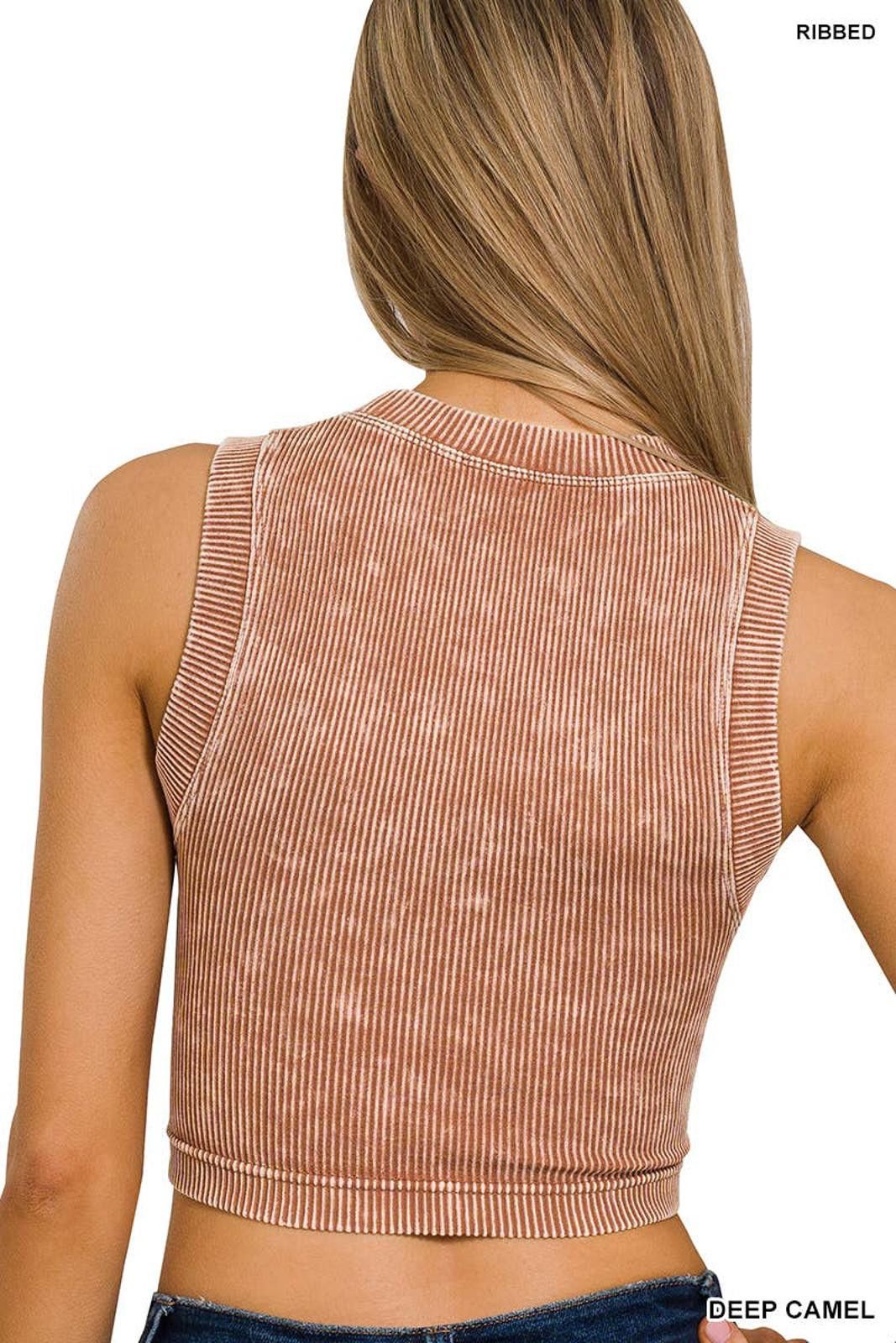 Other Stone Washed Ribbed Seamless Crop Tank Top Zenana Size S / US 4 / IT 40 - 5 Thumbnail