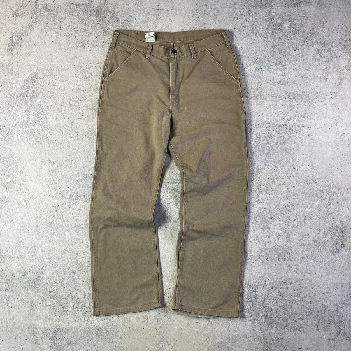 Carhartt × Vintage VTG CARHARTT BEIGE CANVAS DOUBLE KNEE CARPENTER PANTS Size US 34 / EU 50 - 2 Thumbnail