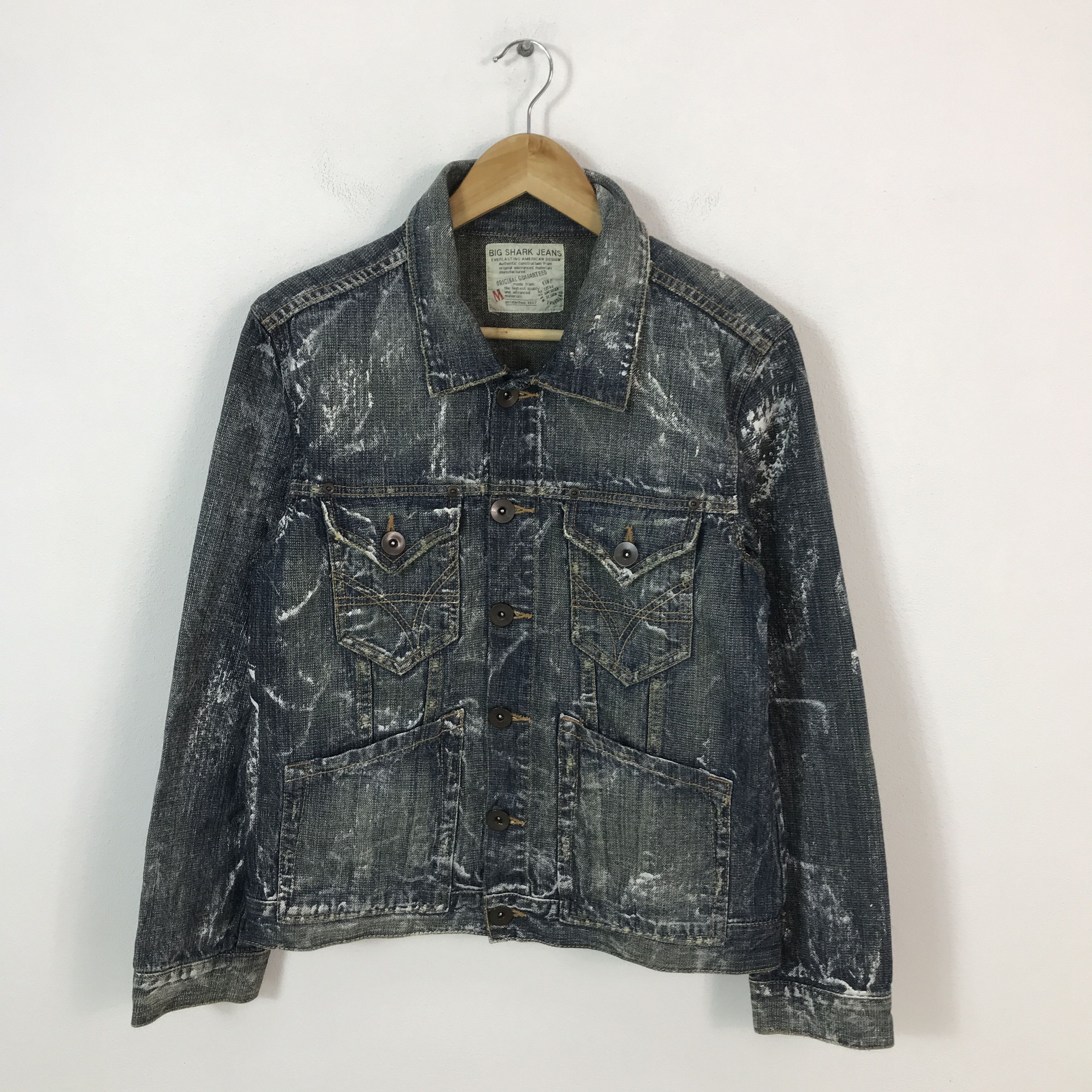 Japanese Brand big shark jeans japan paint design denim button jacket Size US M / EU 48-50 / 2 - 1 Thumbnail