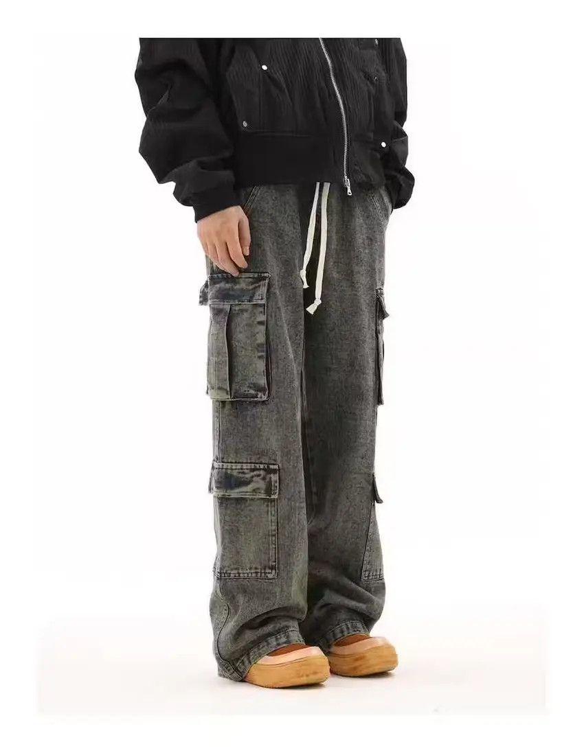 Designer × Japanese Brand Baggy Cargo Denim Jeans Size US 34 / EU 50 - 2 Thumbnail