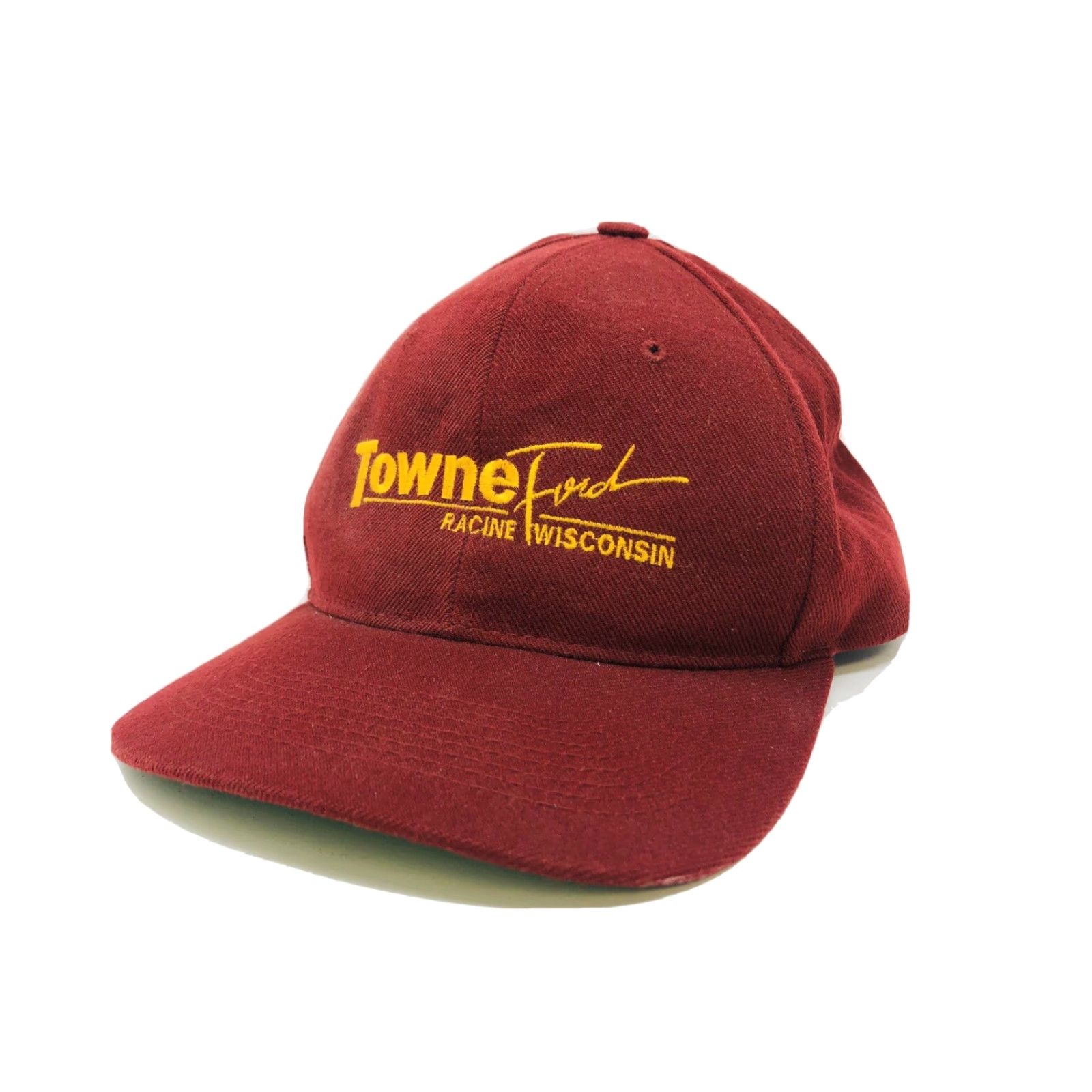 Ford VINTAGE Ford Hat Snapback Towne Racine Wisconsin Maroon Red TT20 Cap Men Adjustable Knit? Size ONE SIZE - 2 Thumbnail
