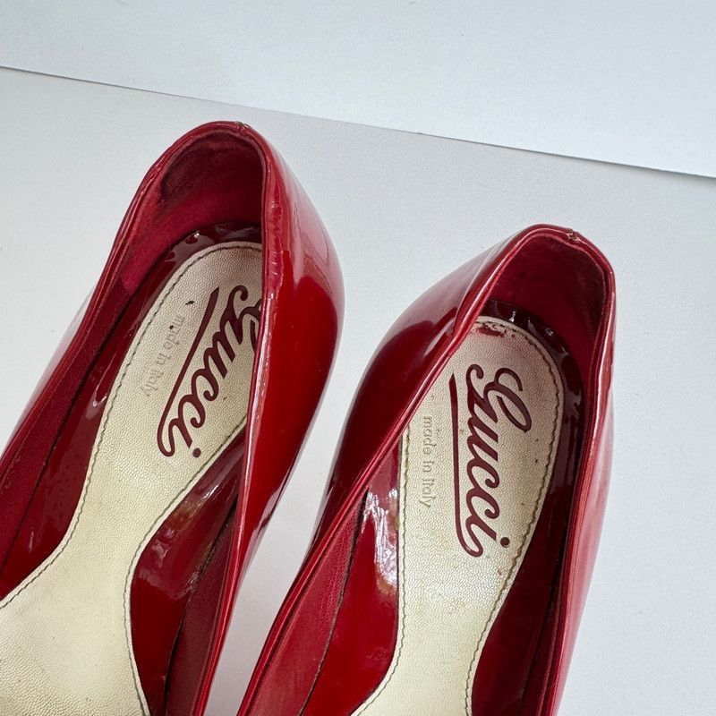 Gucci Gucci Red Patent Leather High Heels - Size US 8 / IT 38 - 8 Thumbnail