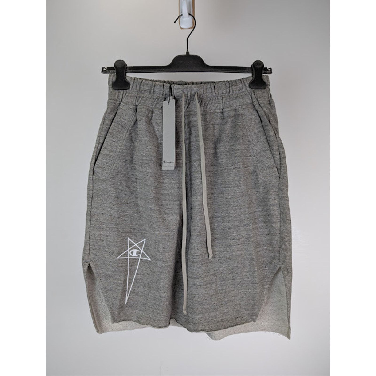 Champion × Rick Owens o1rshd1 Knitted Beveled Pods Shorts in Grey Melange S Size US 30 / EU 46 - 2 Thumbnail