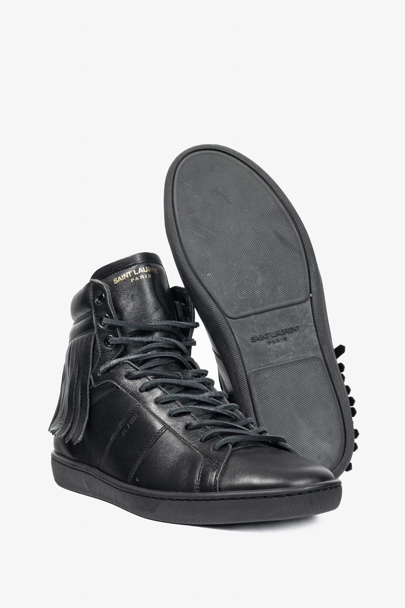 Saint Laurent Paris Saint Laurent SL/18H High Black Fringe High-Top Sneakers Size US 6 / EU 39 - 4 Thumbnail