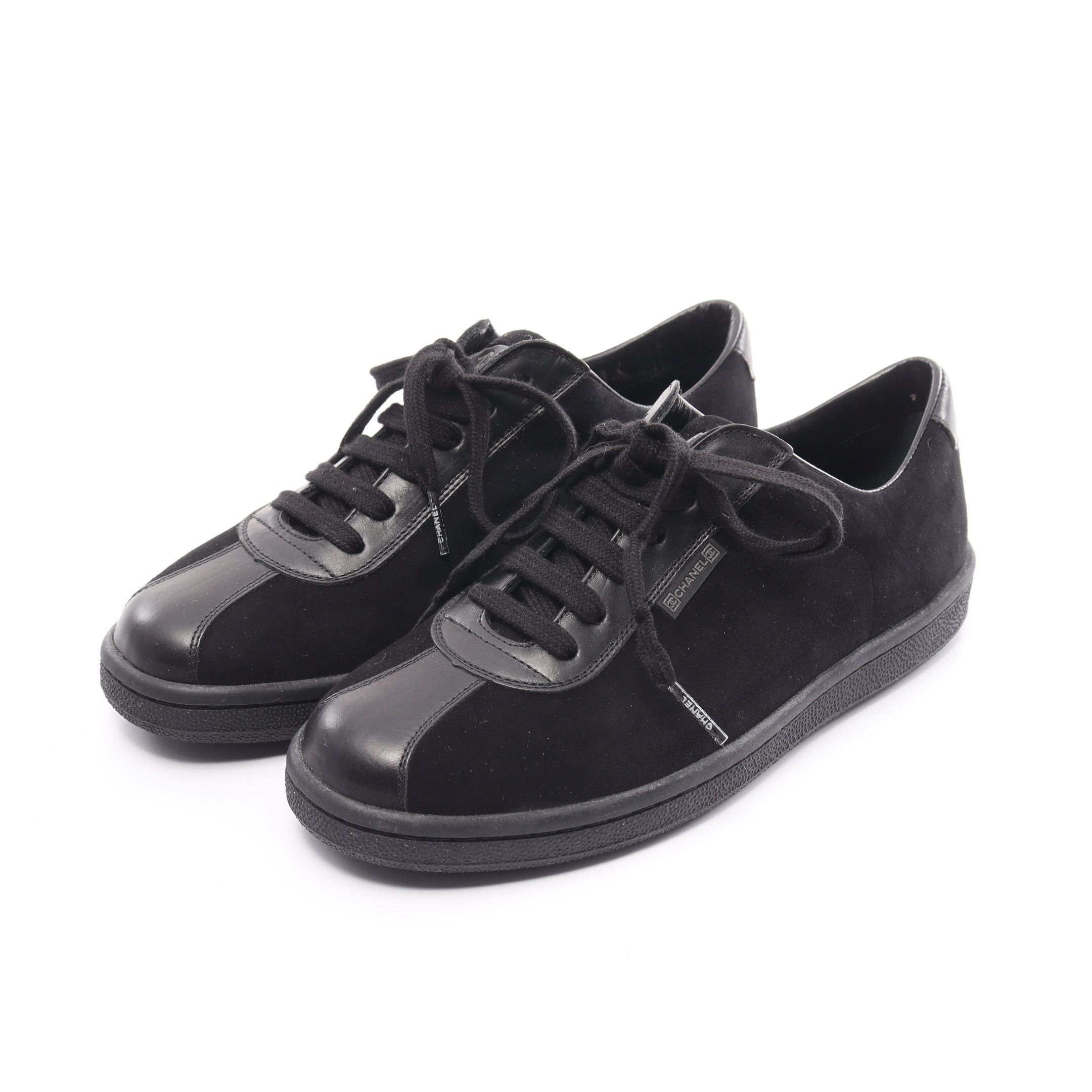 image of Chanel Coco Mark Sneakers Suede Leather Black, Women's