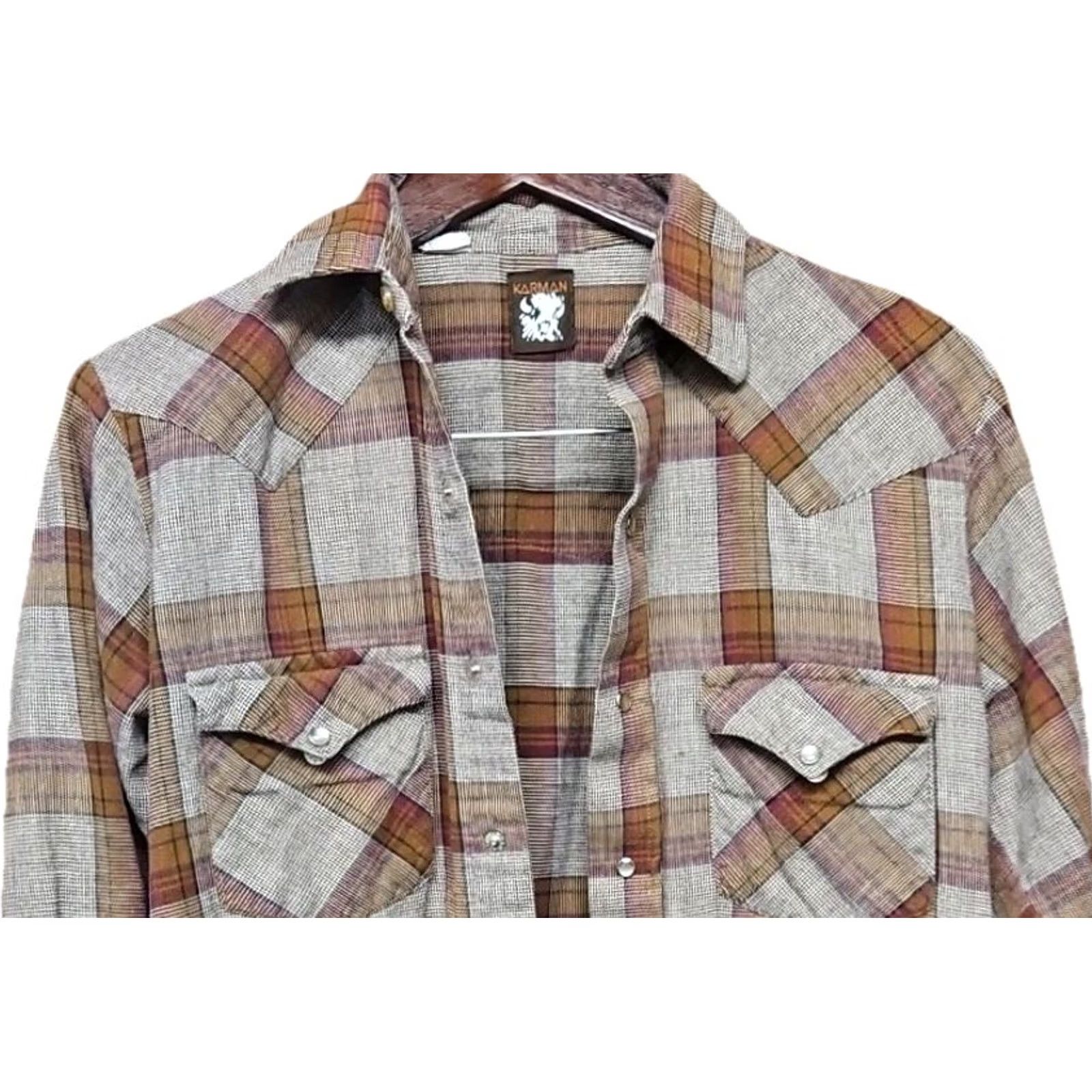 Armani Karman Y2K Western Shirt Men’s Medium Long Sleeve Plaid Snap Front Cotton Multicolor Size US M / EU 48-50 / 2 - 3 Thumbnail