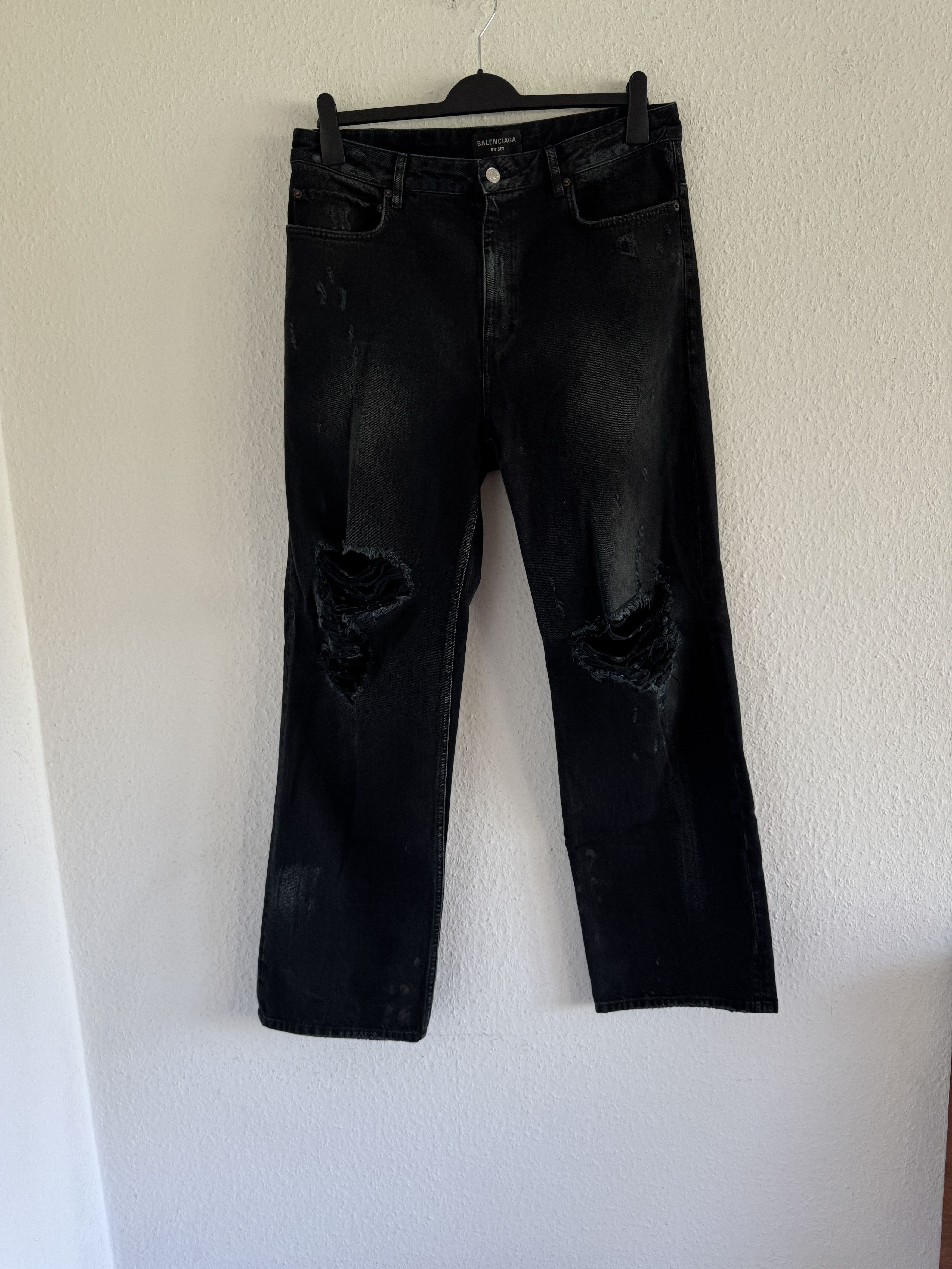 Balenciaga Destroyed Black Denim Jeans Size US 34 / EU 50 - 1 Thumbnail