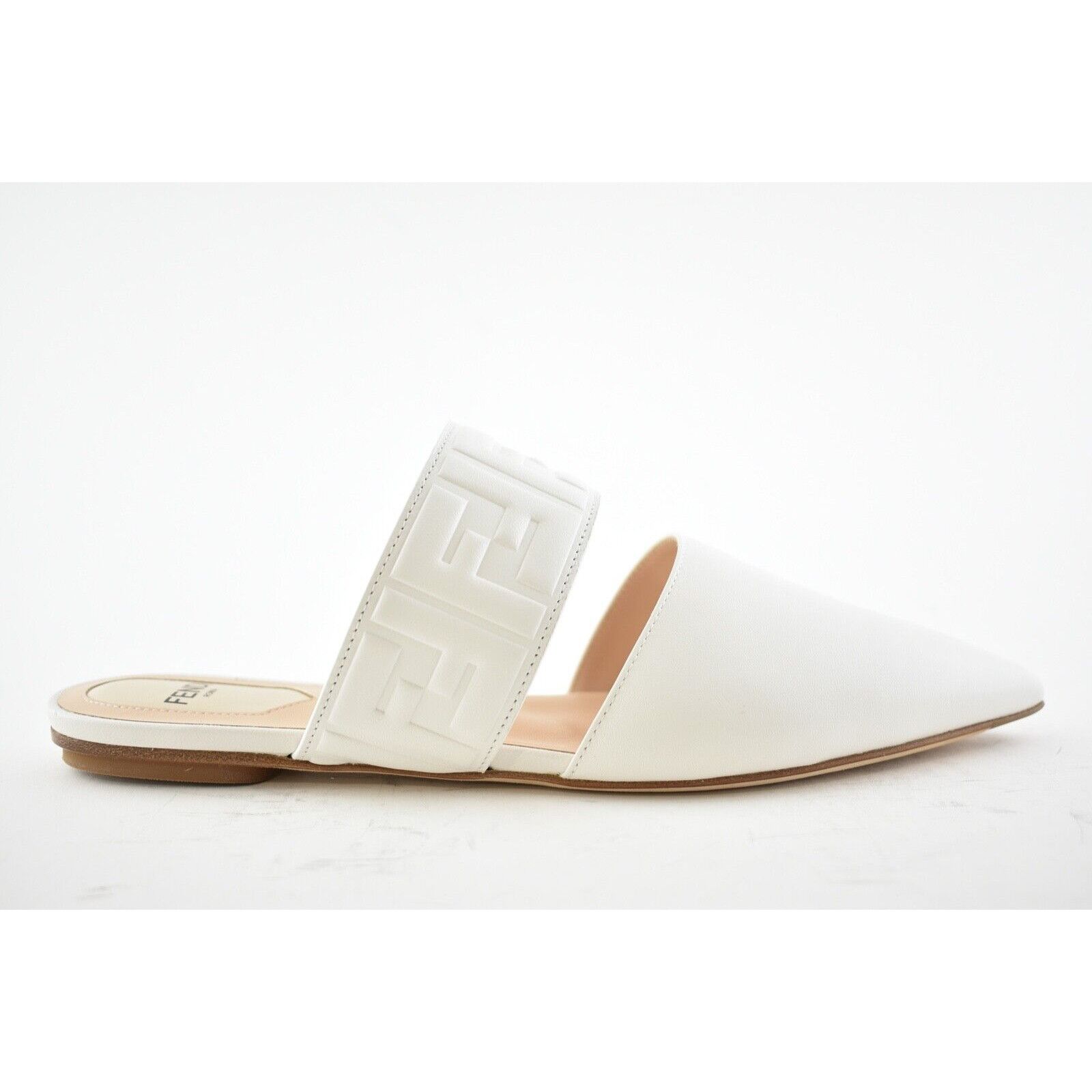 Fendi Fendi Motif FF Logo Snow White Leather Pointed Toe Ballerina Size US 9 / IT 39 - 3 Thumbnail