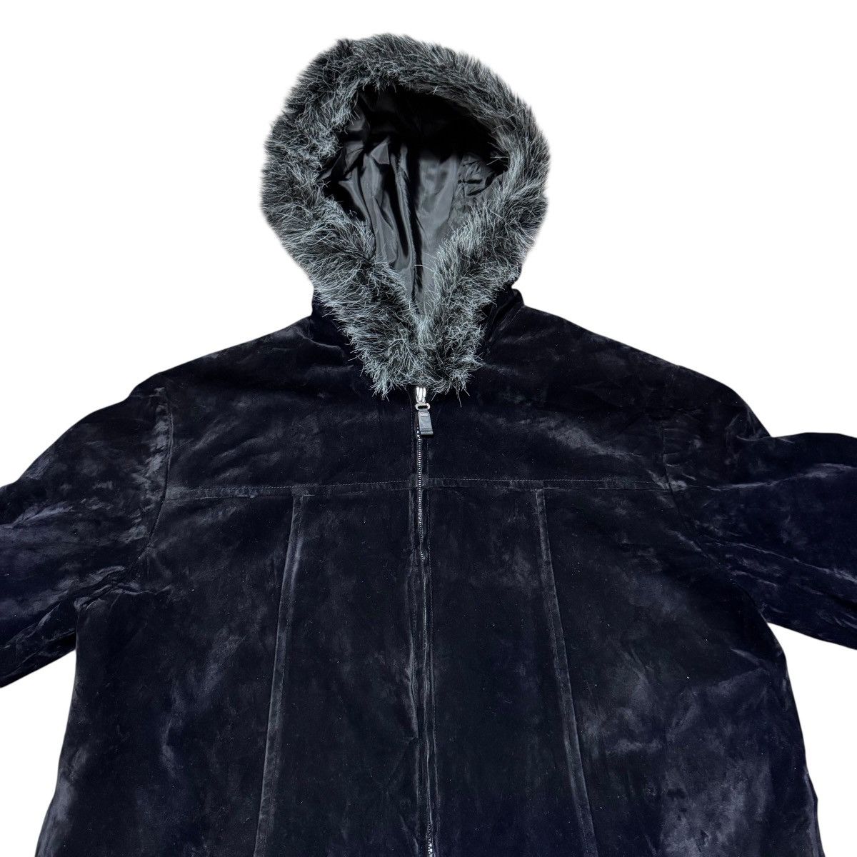 Japanese Brand Sugared Japan Black Velvet Faux Fur Hooded Jacket Size US M / EU 48-50 / 2 - 3 Thumbnail