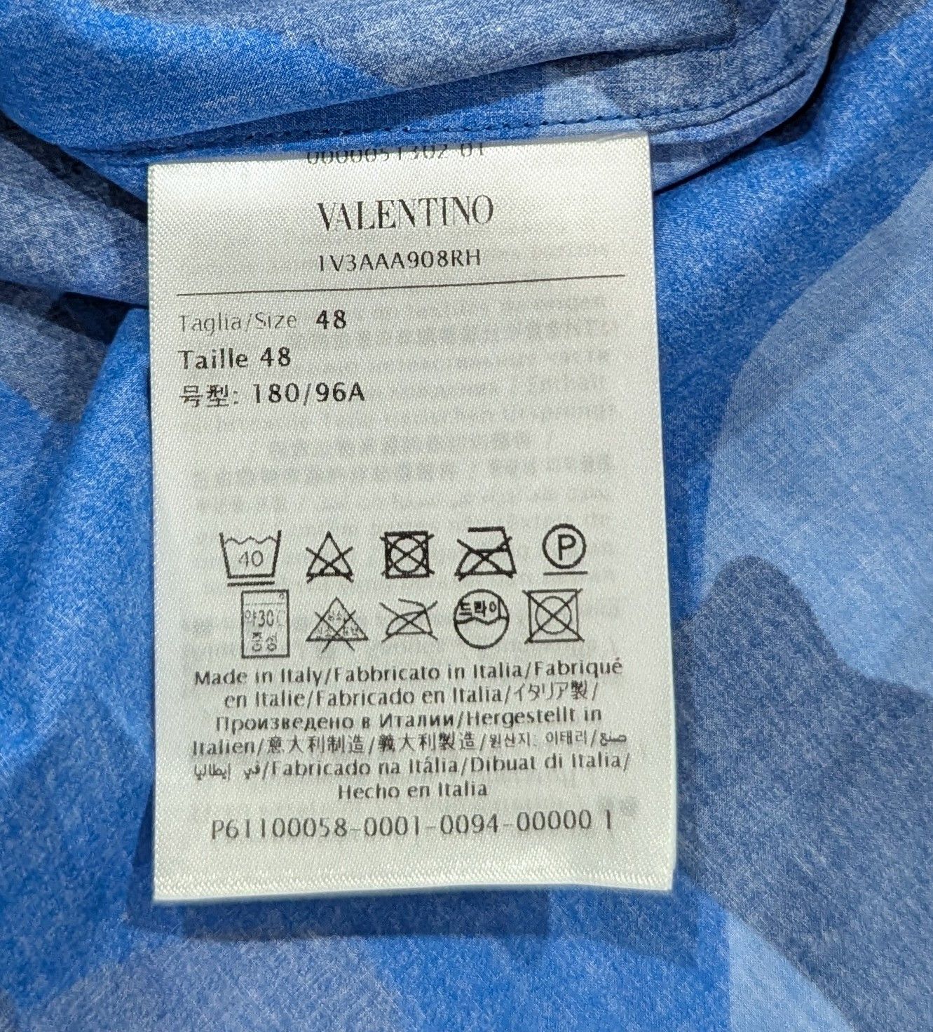 Valentino Valentino "Popeline" Button Up Camp Shirt Blue Camo 48 Size US M / EU 48-50 / 2 - 5 Thumbnail