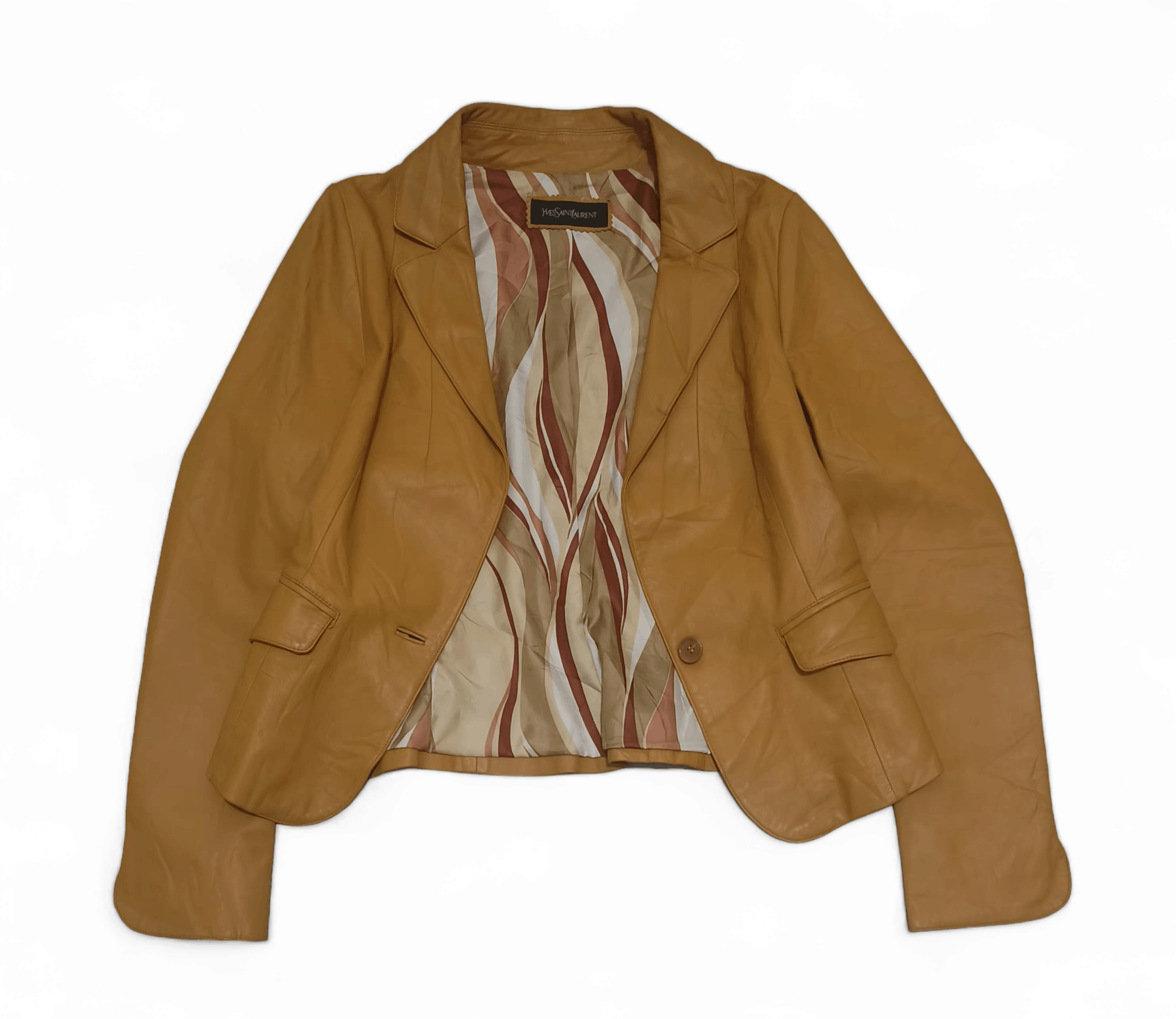 Vintage Vintage Yves Saint Laurent YSL Women's Brown Leather jacket Size M / US 6-8 / IT 42-44 - 4 Thumbnail