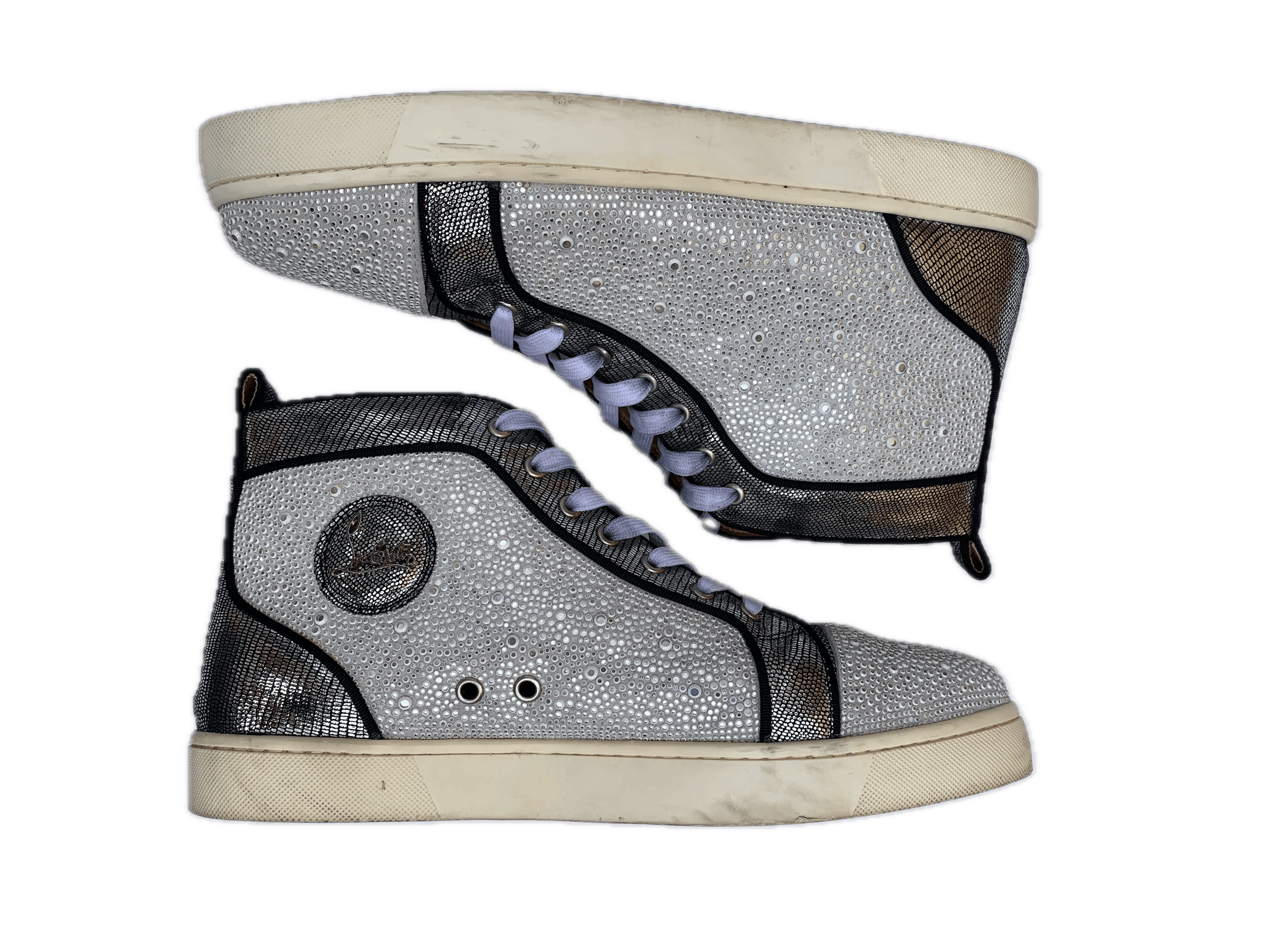 image of Christian Louboutin Hi-Top Silver Strass Crystal Sneaker, Men's (Size 11)