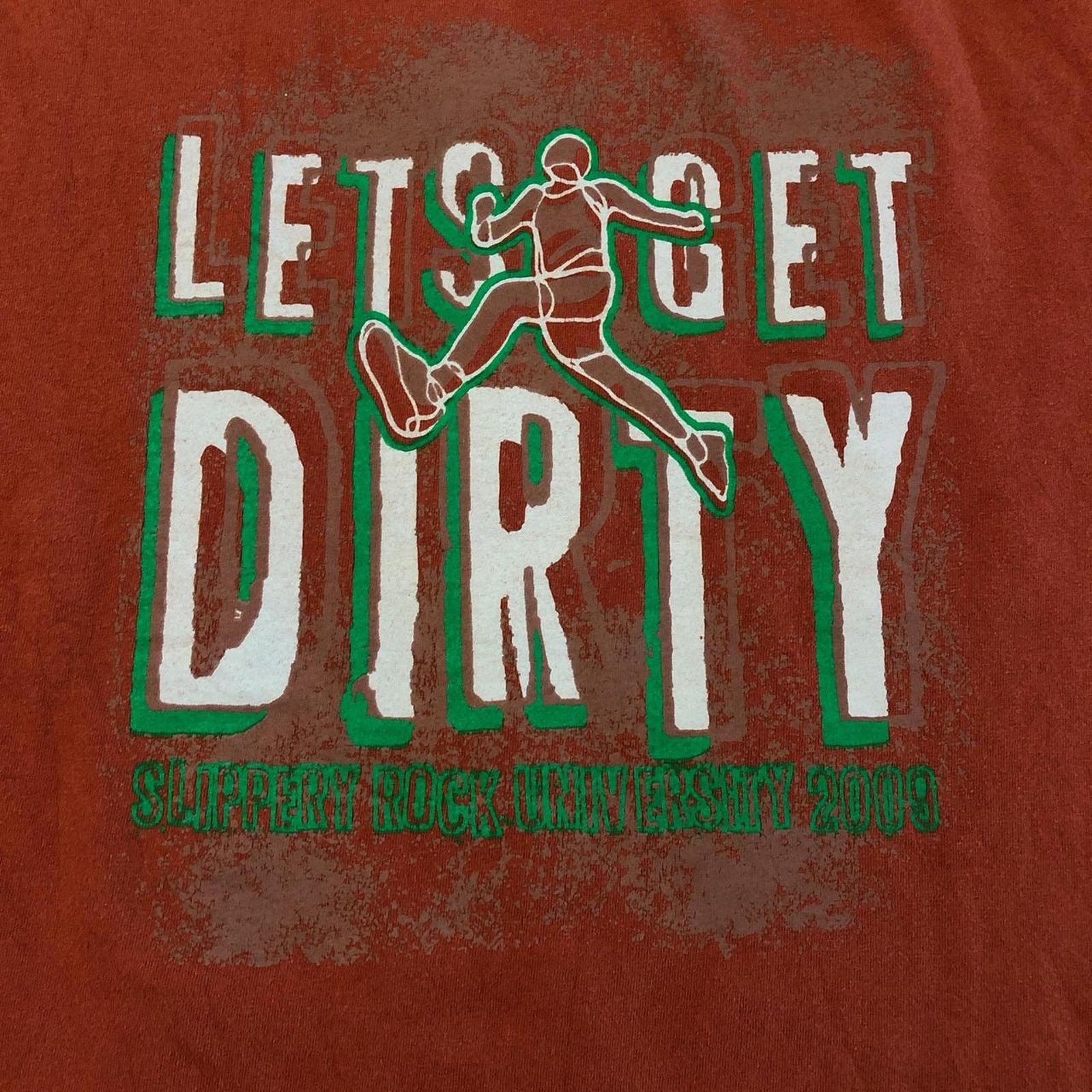 Jerzees 2009 Vintage Slippery Rock ‘Let’s Get Dirty’ Graphic Tee Size US L / EU 52-54 / 3 - 3 Thumbnail