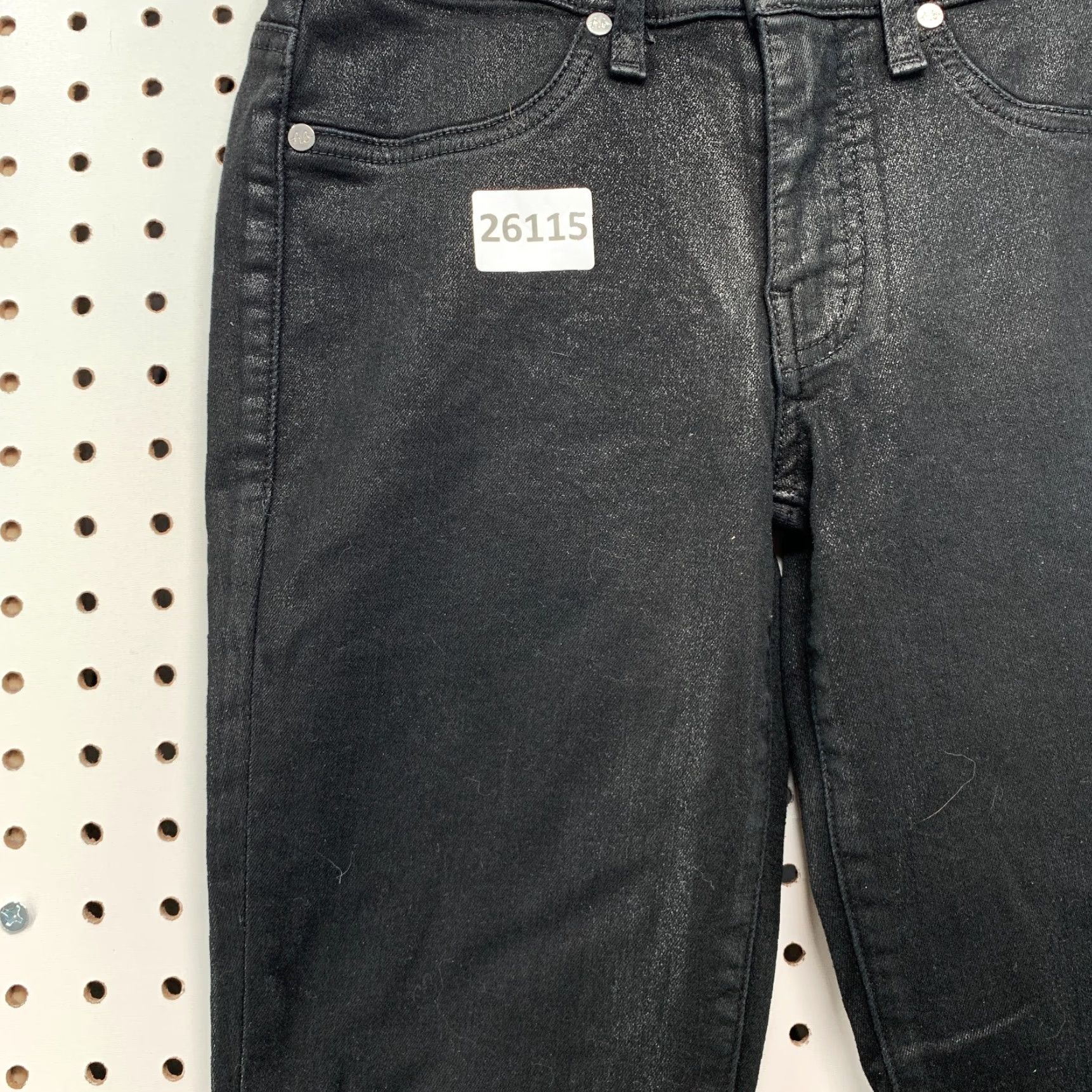 Denime VINTAGE Henry & Belle Black Denim Jeans Super Skinny Ankle Shiny Womens Size 24 22x28.5 Size 42" / US 20 - 5 Thumbnail