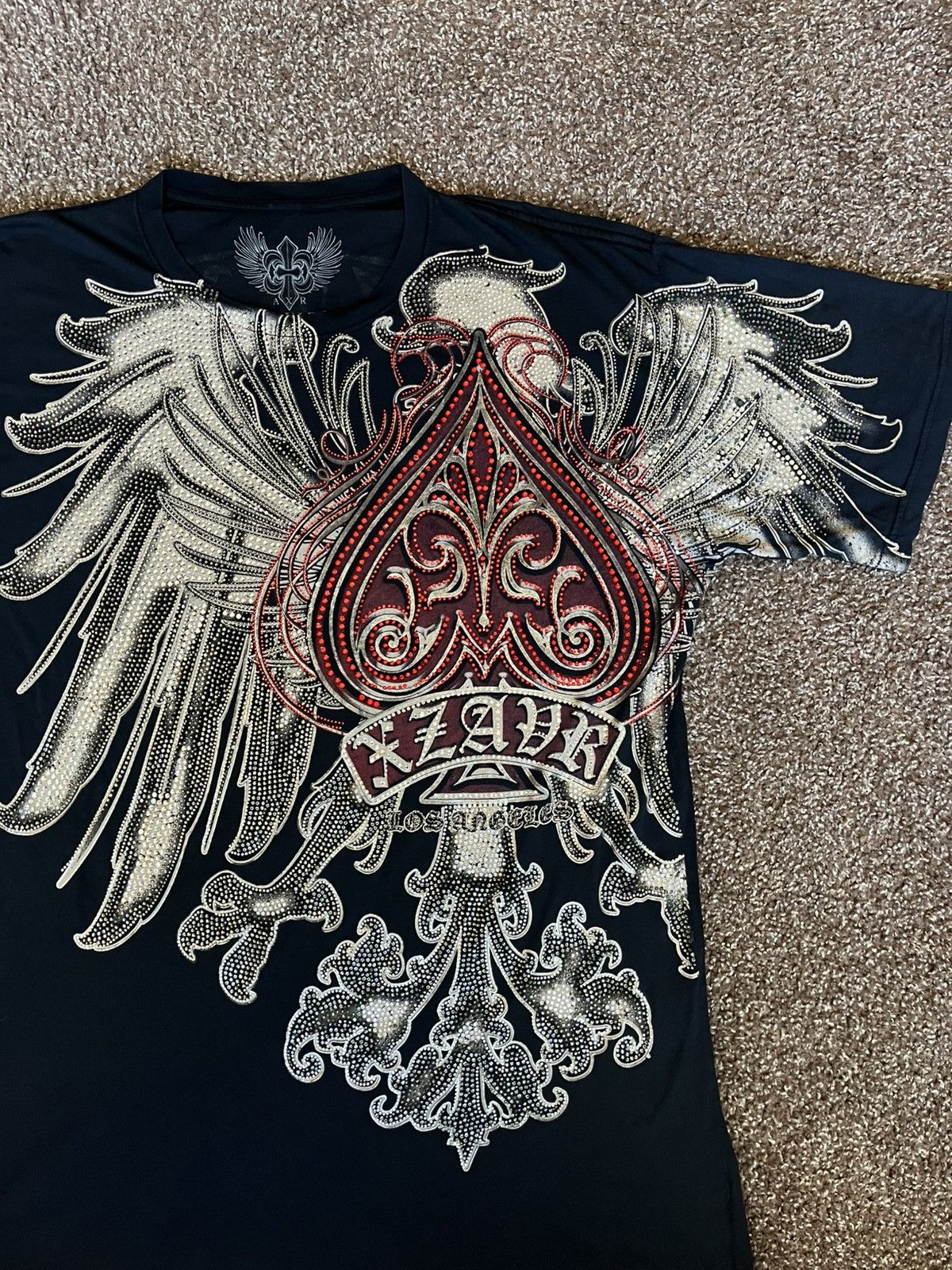 Affliction Xzavier Los Angeles Winged Spade Tee — 2XL Y2K Rhinestone Size US XXL / EU 58 / 5 - 1 Thumbnail