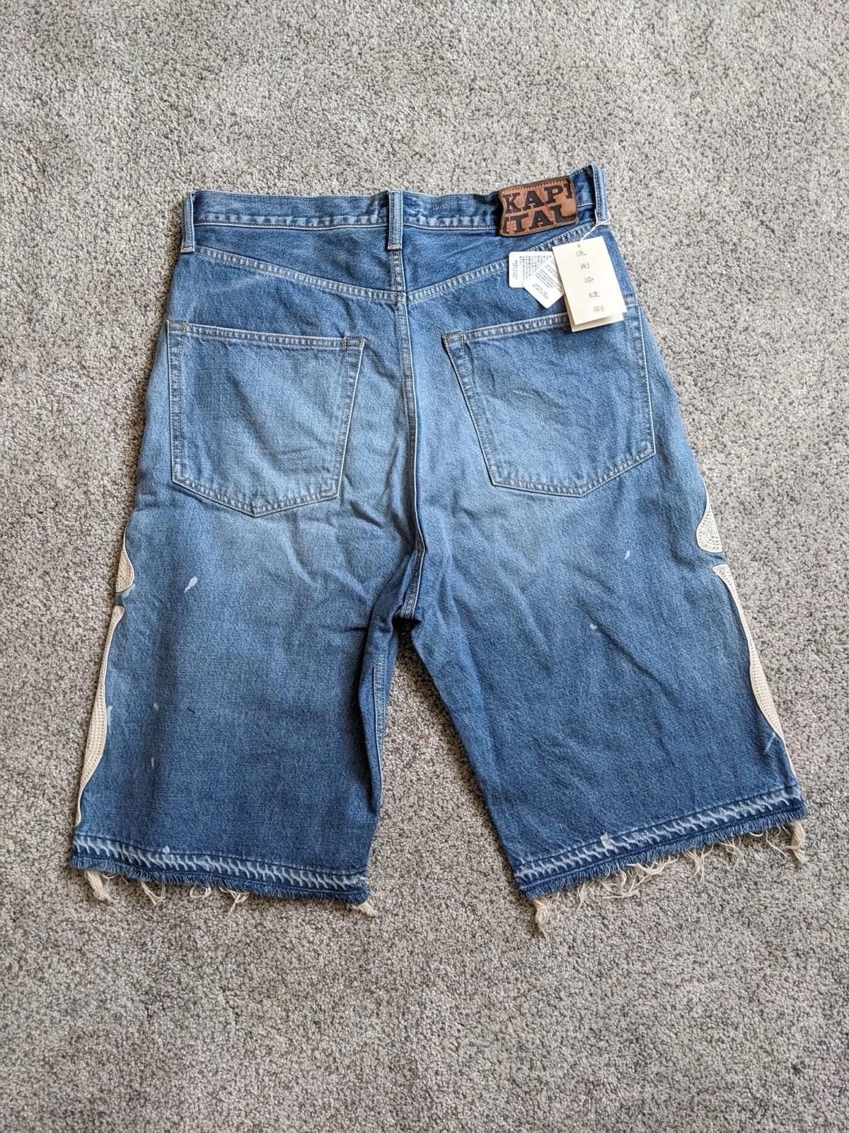 Kapital Kapital 14oz Denim 5P Short Pants Bone Embroidery Sz 36 Size US 36 / EU 52 - 3 Thumbnail