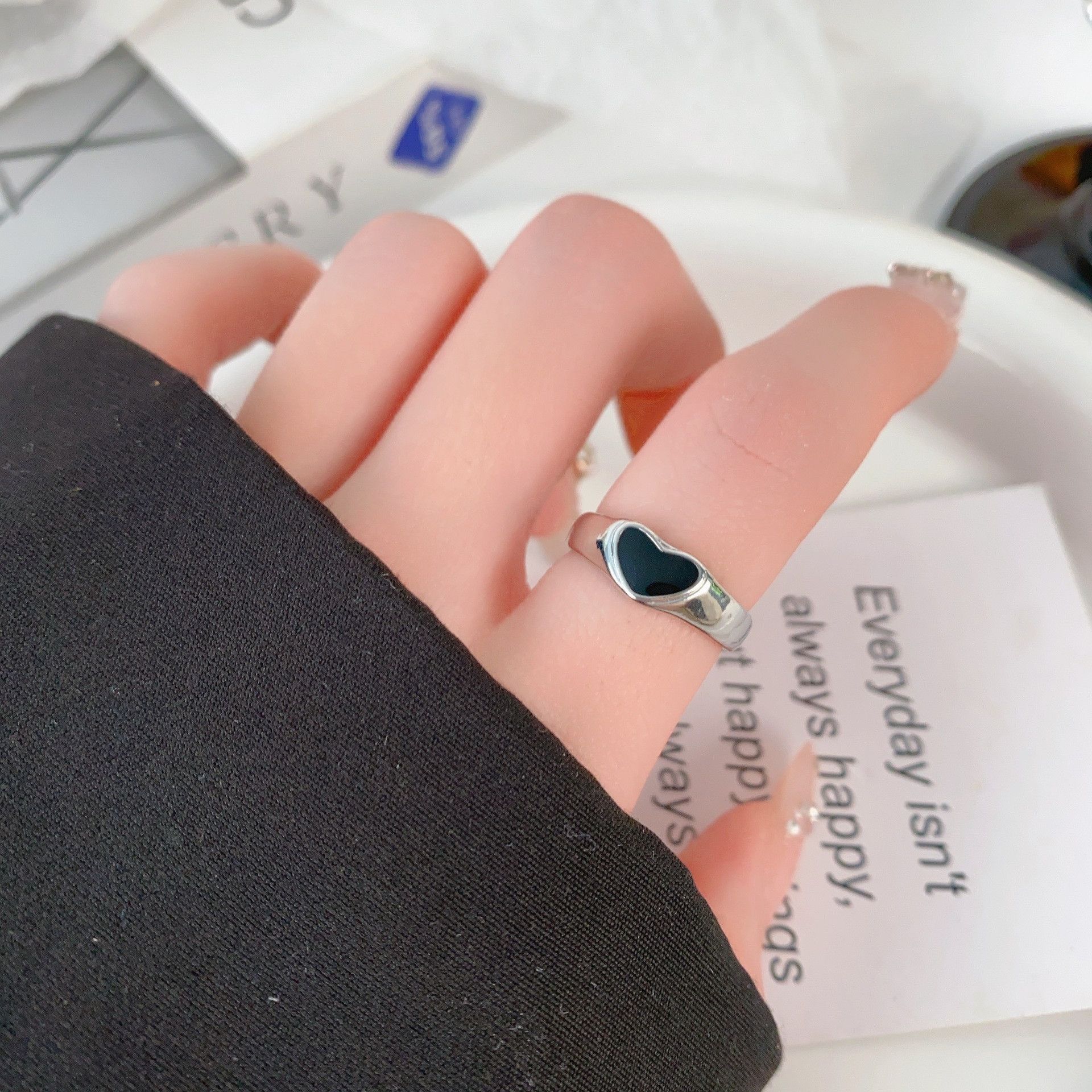 Jewelry Heart Rare Jewelry Rings Open Size Chrome Ring (Size 7-13) Size ONE SIZE - 2 Thumbnail