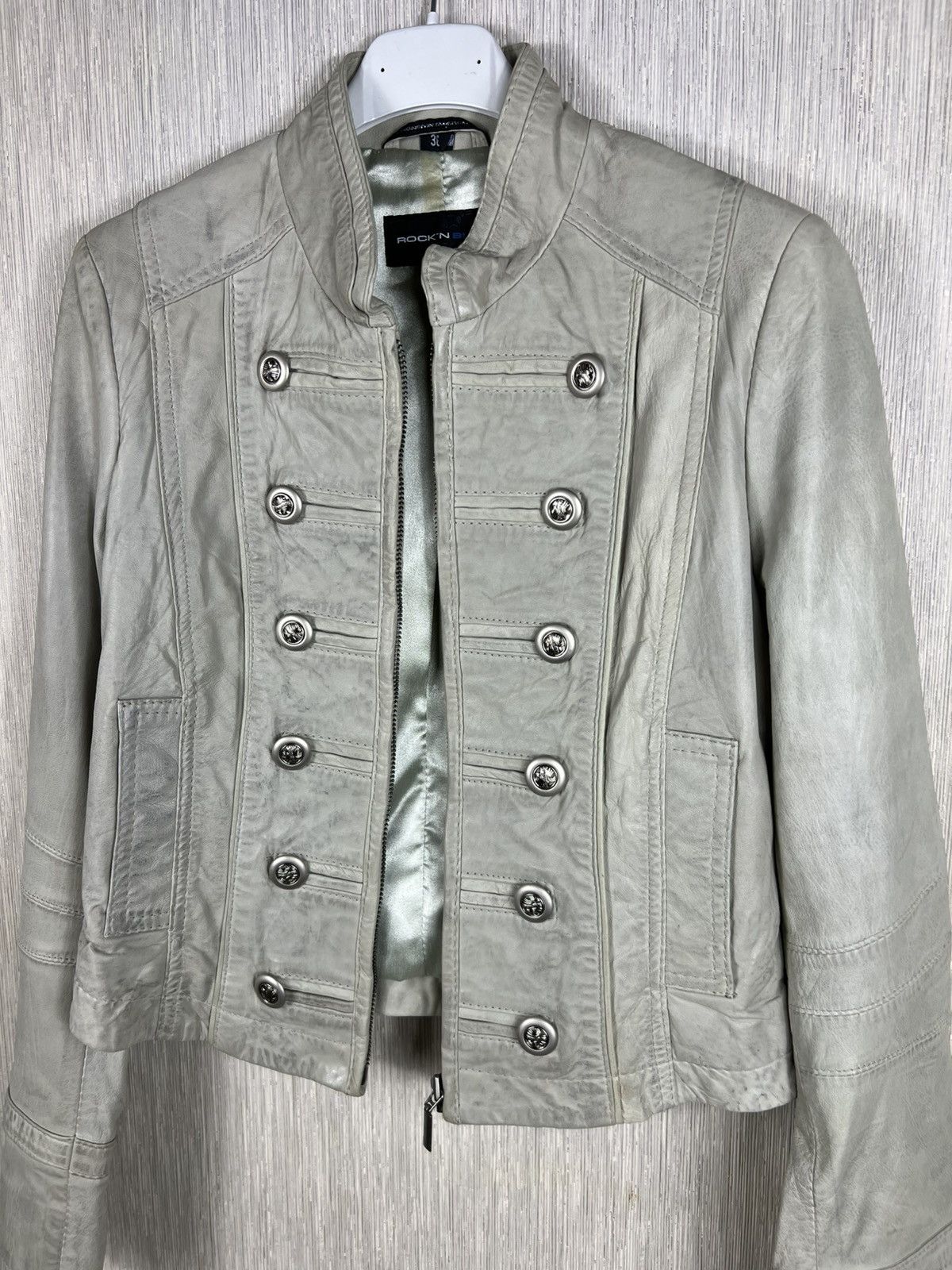 If Six Was Nine Vintage Rock’N Blue napoleon button leather jacket military Size XS / US 0-2 / IT 36-38 - 23 Thumbnail