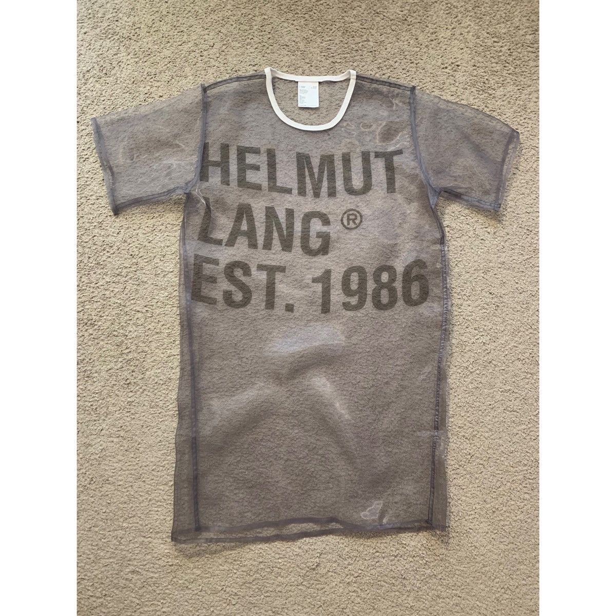 Helmut Lang HELMUT LANG SHEER LOGO T-SHIRT DRESS Size S / US 4 / IT 40 - 9 Thumbnail
