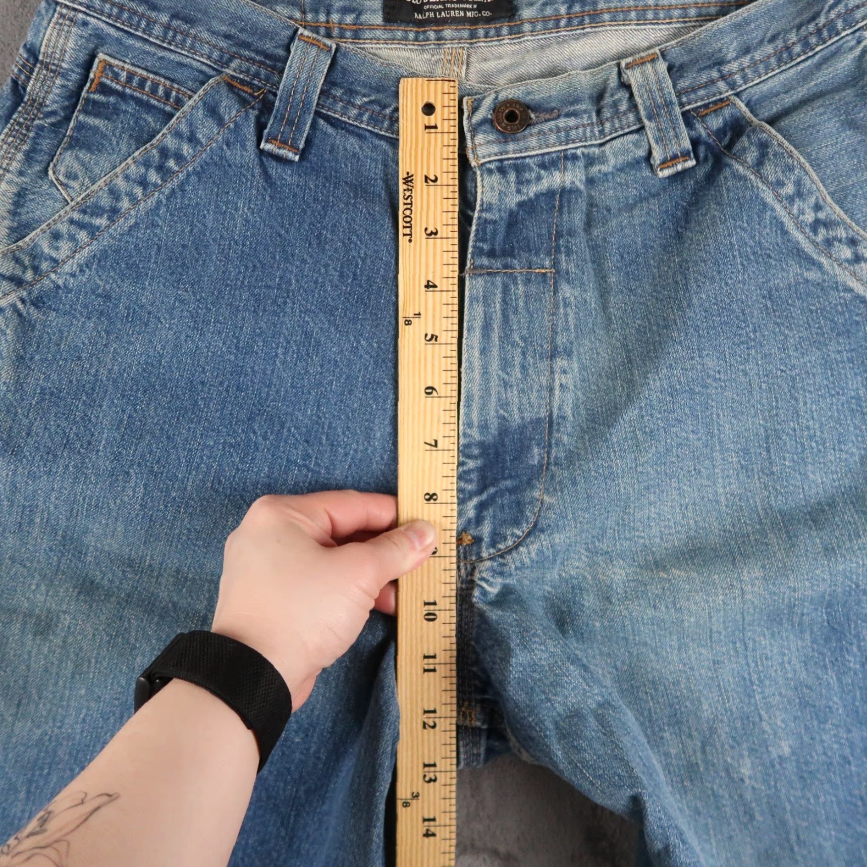 Ralph Lauren VINTAGE Ralph Lauren Polo Jeans Co Carpenter Denim Shorts 33 Men Blue 90s Distressed Pockets Zipper Jeans Company Shirt? Size US XS / EU 42 / 0 - 7 Thumbnail