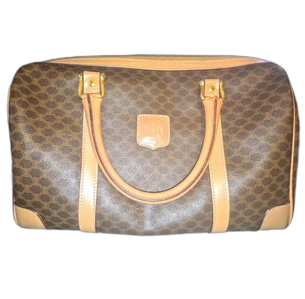 Celine Celine Coated Canvas Macadam Brown and Tan Boston Duffle Bag Size ONE SIZE - 1 Thumbnail