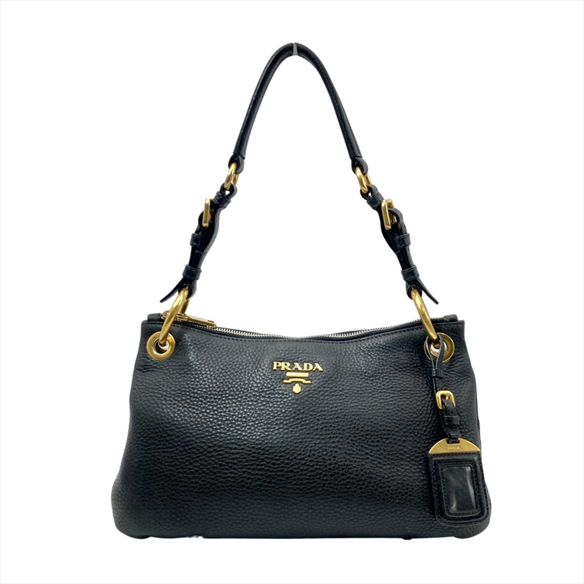 Prada Prada Logo One-Shoulder Shoulder Bag Leather Black Size ONE SIZE - 1 Thumbnail