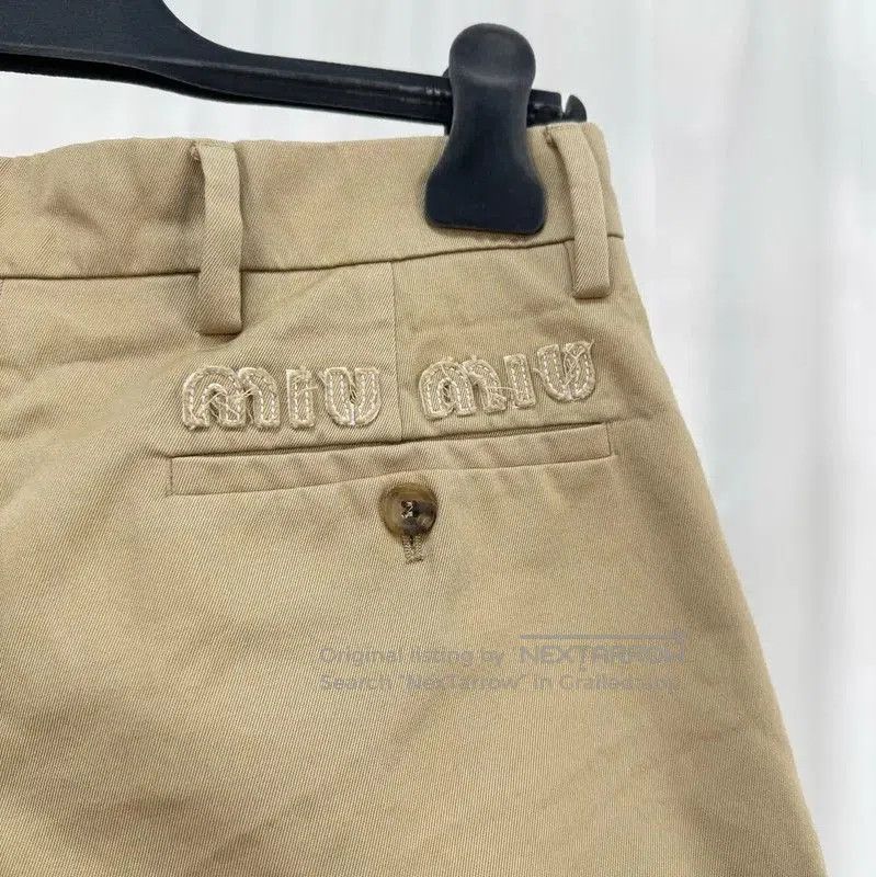 Miu Miu Miu Miu Khaki Cotton Logo Embroidered Shorts . Size 23" - 5 Thumbnail