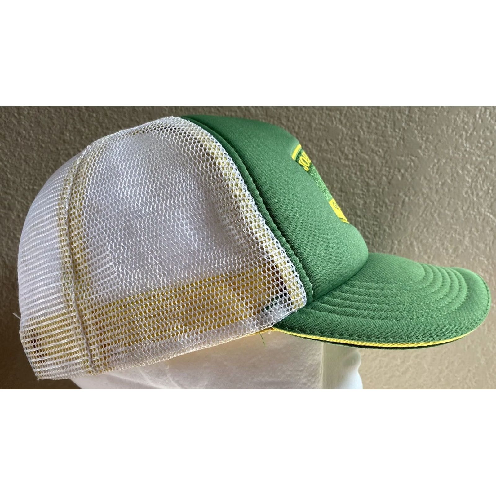 John Deere VINTAGE John Deere Trucker Hat Adjustable Green White Yellow Snapback Mens One Size White Size ONE SIZE - 3 Thumbnail