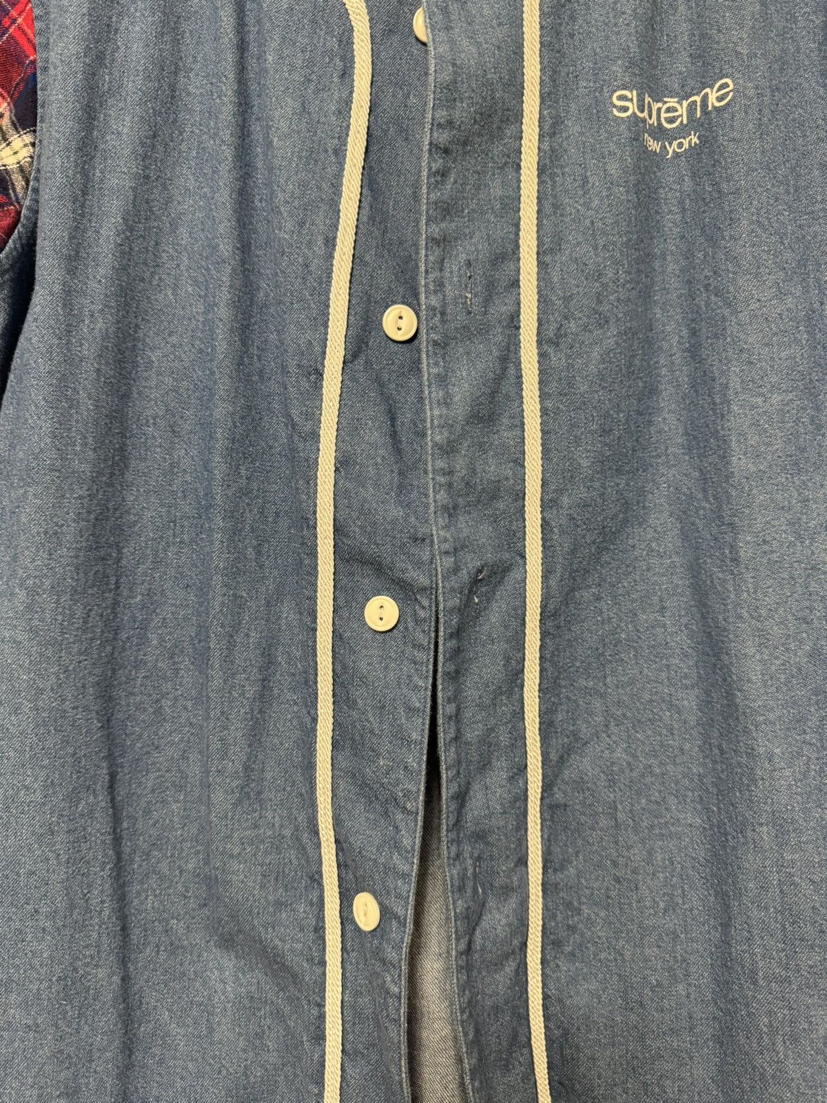 Supreme 🔥Supreme SS14 Denim Flannel Baseball Shirt Blue SZ Medium Size US M / EU 48-50 / 2 - 5 Thumbnail