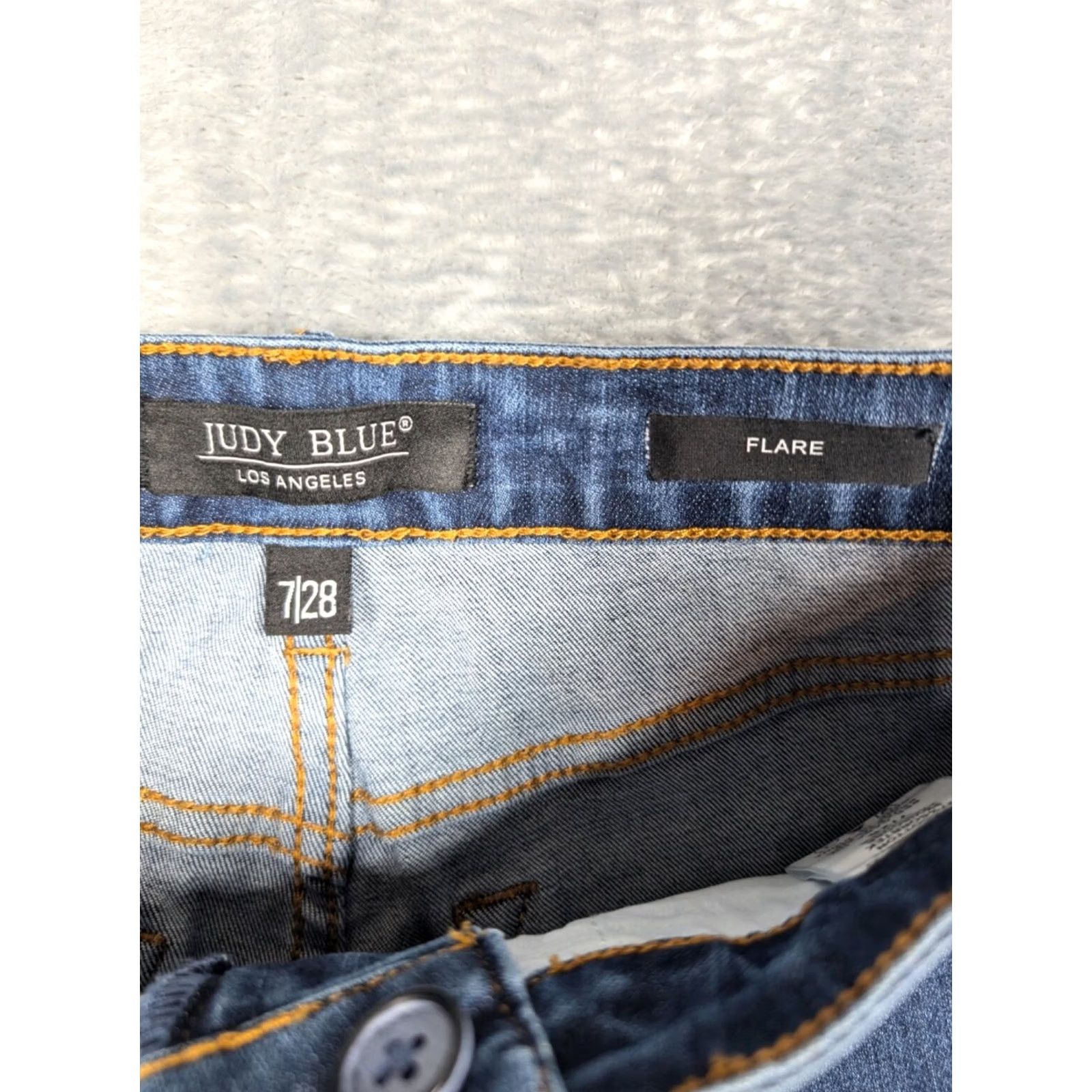 Vintage Judy Blue Jeans Women 7/28 Pull On Flare High Rise Stretch Denim 5-Pocket City Hippie Blue Size 28 Womens Size 28" / US 6 / IT 42 - 5 Thumbnail