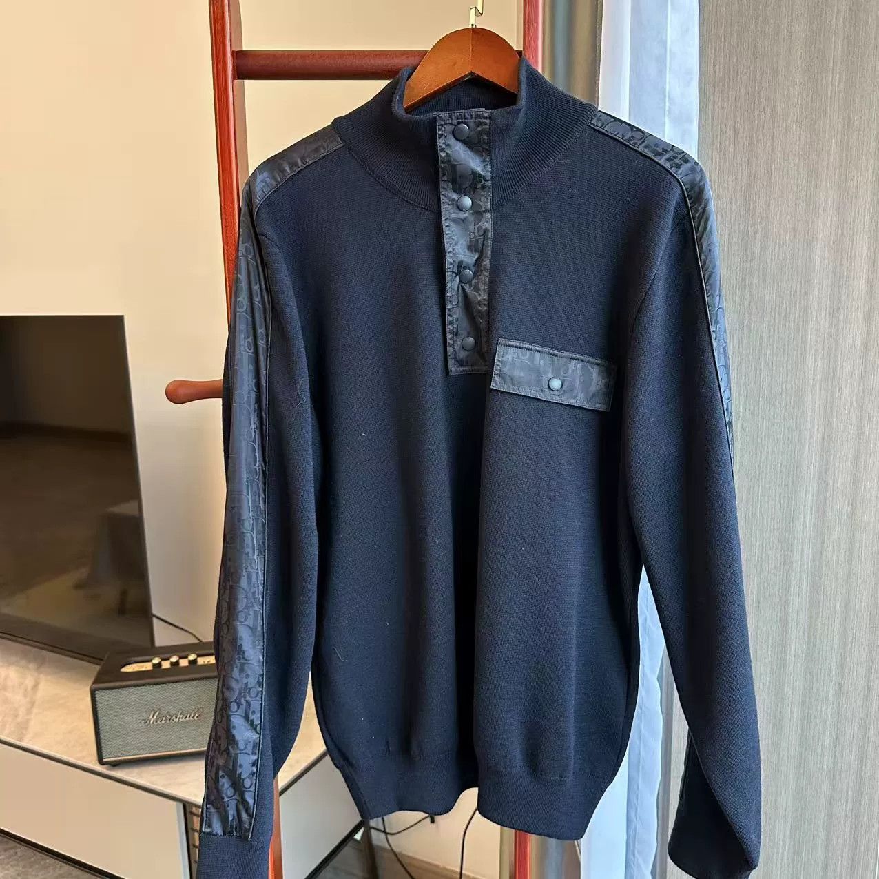 Dior blue wool high-neck knit sweater by Dior Size US XL / EU 56 / 4 - 1 Thumbnail