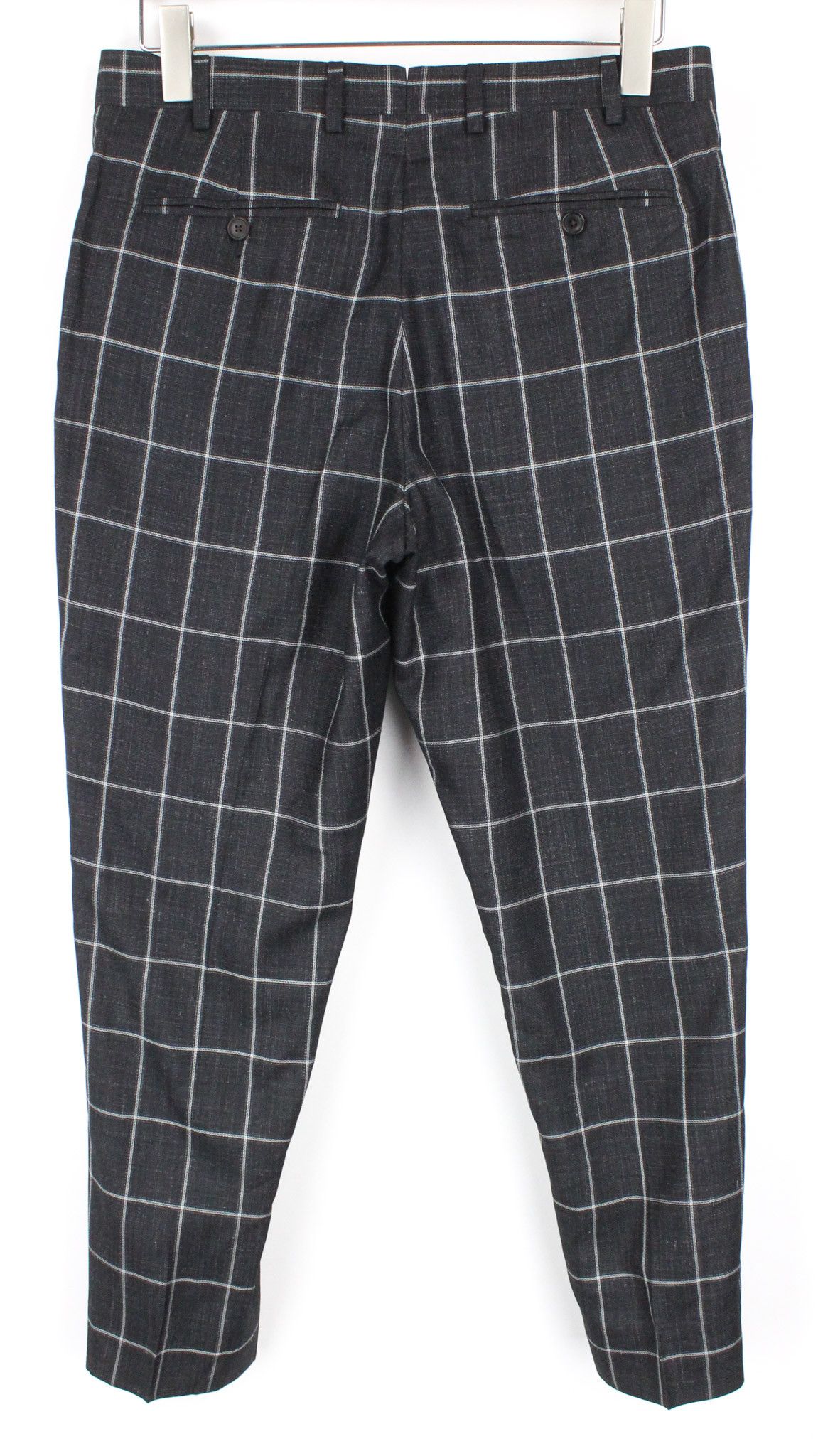 Suitsupply BRESCIA UK38S Silk Wool Linen Dark Grey Checked 73251 Size 38S - 2 Thumbnail