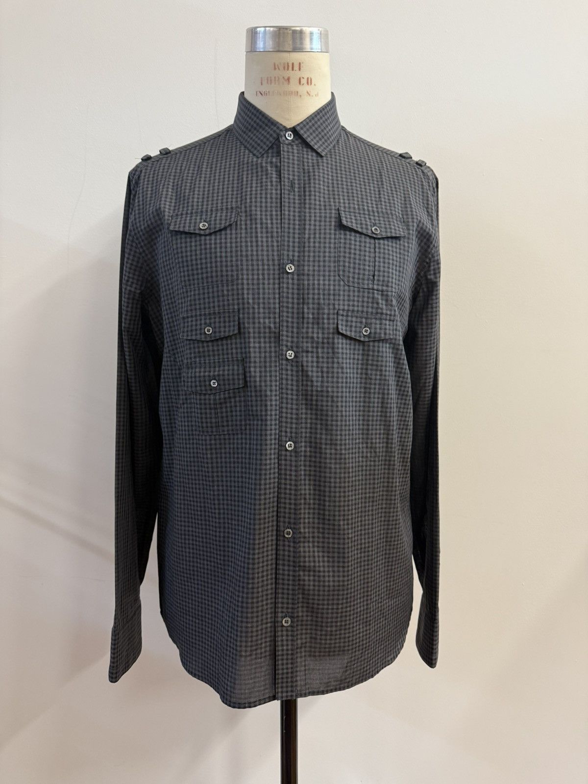 Neil Barrett NEIL BARRETT Military Utility Shirt-Dark Charcoal Gingham XL Size US XL / EU 56 / 4 - 1 Thumbnail
