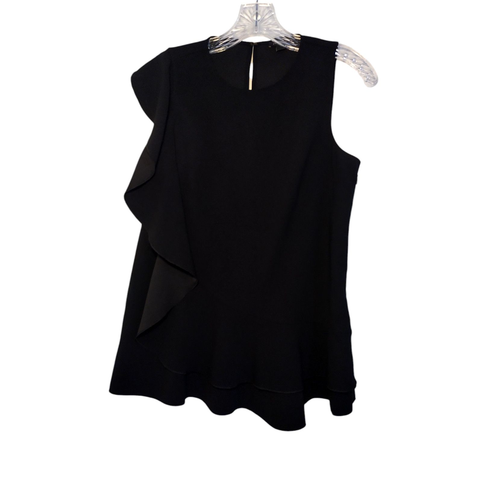 Ann Taylor Ann Taylor Womens Tunic Cascading Ruffle Blouse Black Sz Sm Size S / US 4 / IT 40 - 7 Thumbnail