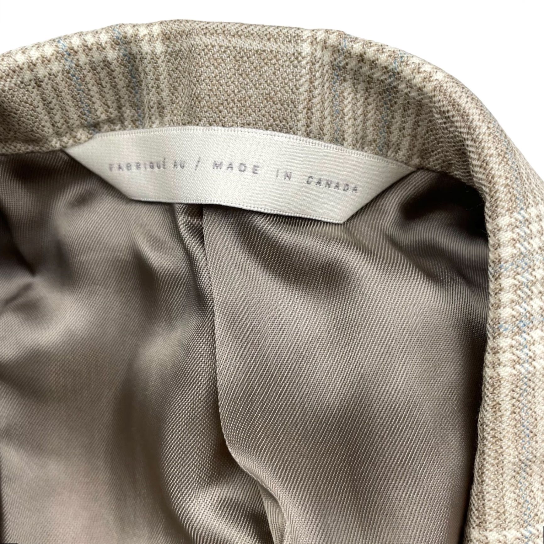 Vintage Samuelsohn Men’s Bespoke Blazer Jacket Beige/Gray Plaid 2-Button Front 38R Wool Super 120’s Canada Vintage No Size 38R - 5 Thumbnail