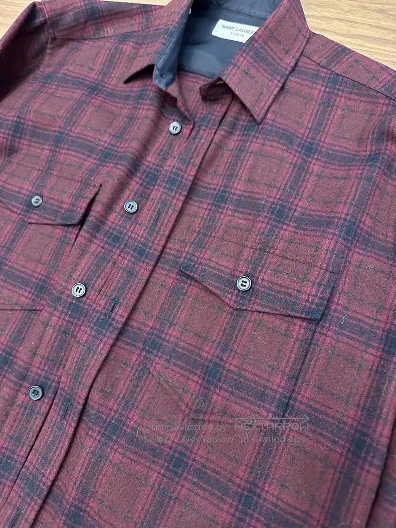 Saint Laurent Paris Saint Laurent Wool Plaid Button-Up Shirt. Size US M / EU 48-50 / 2 - 2 Thumbnail