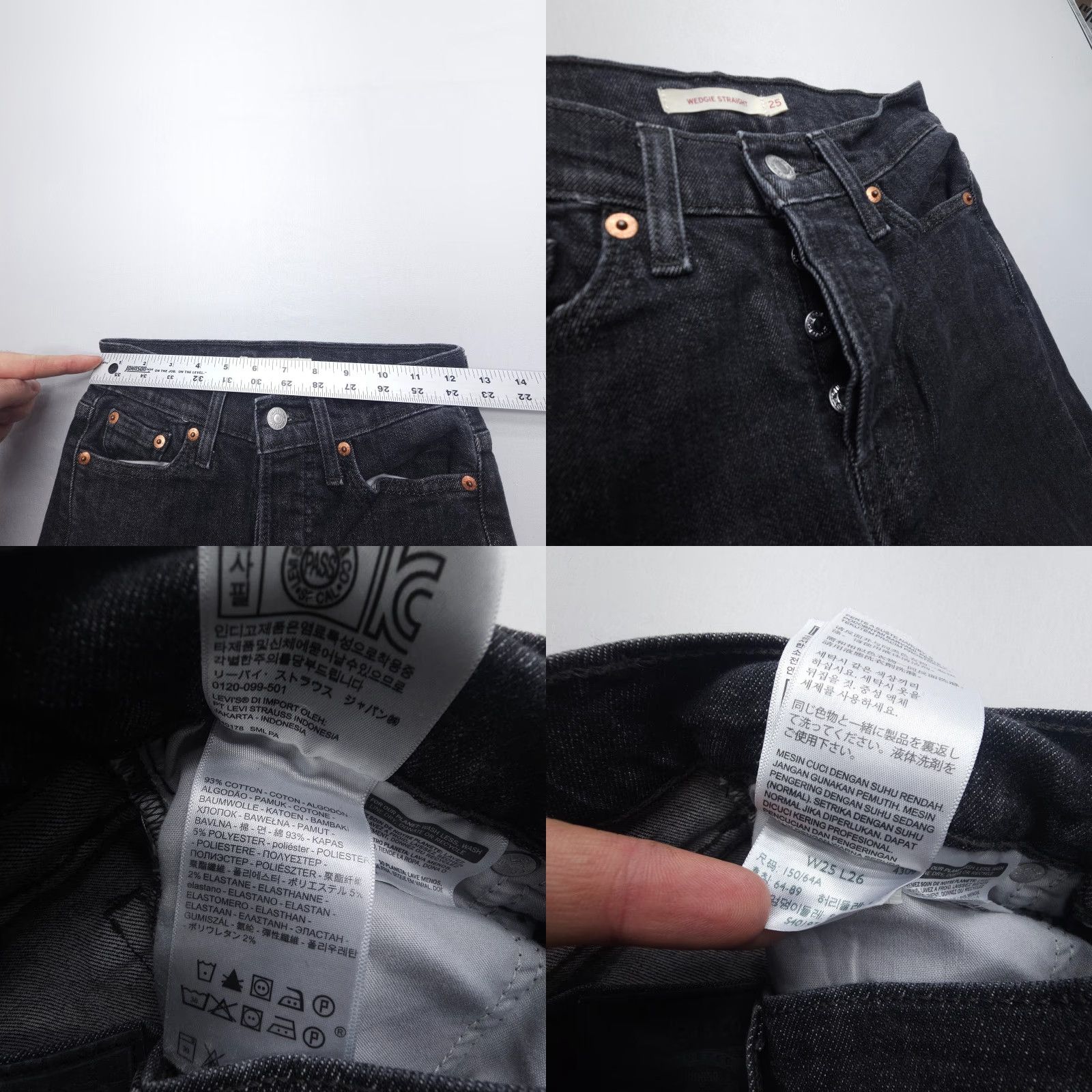 Levi's VINTAGE Levi's Wedgie Straight Jeans Womens 25 Black Button Fly Stretch Denim Size 42" / US 20 - 8 Thumbnail