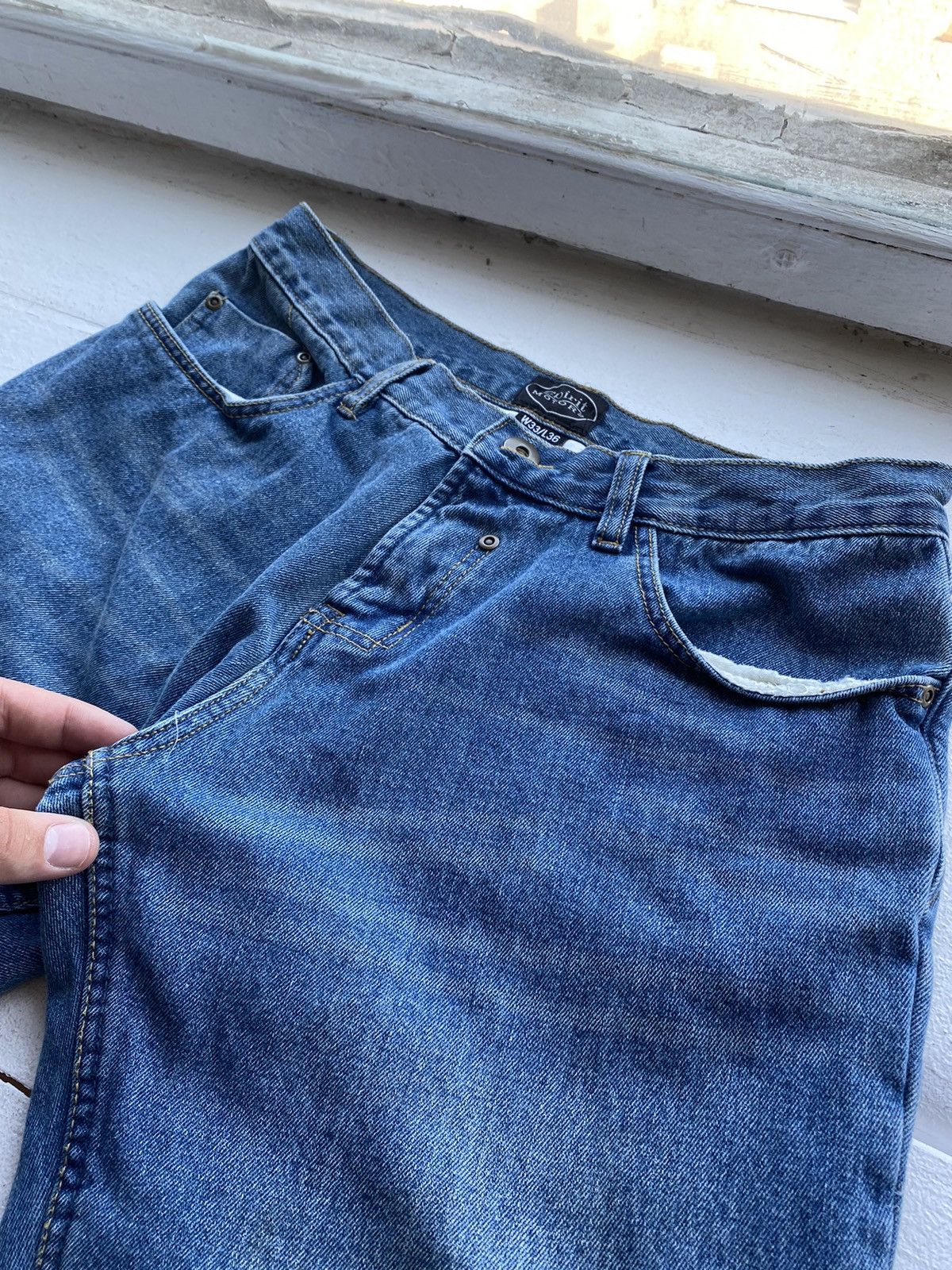 Other 🔥Spirit Motors Racing Cars Bikers Vntg Blue Denim Jeans Size US 32 / EU 48 - 21 Thumbnail