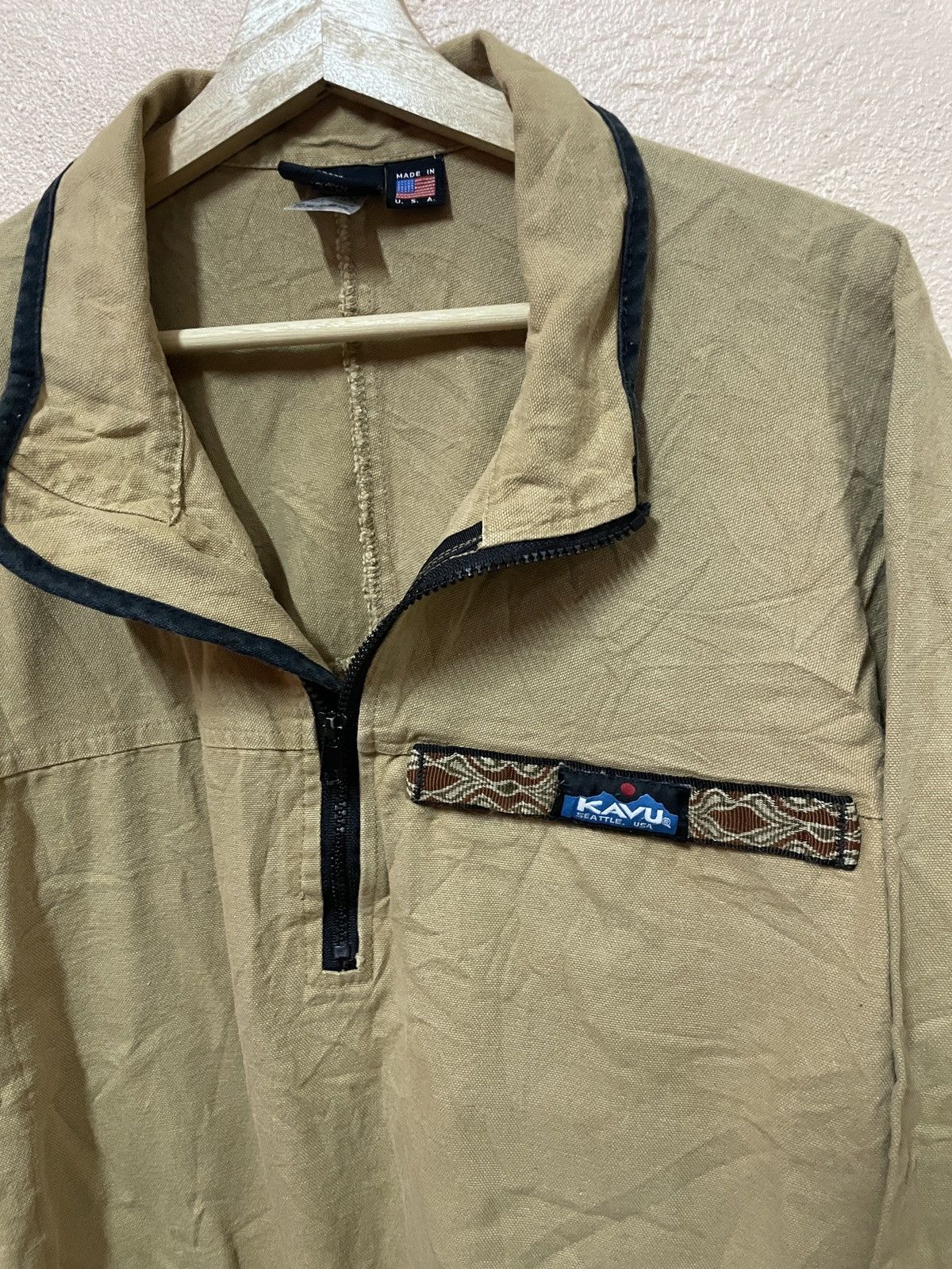KAVU × Patagonia × Urban Outfitters Kavu Seattle USA Canvas Pullover Zip Jacket Mens Large Brown Size US L / EU 52-54 / 3 - 9 Thumbnail