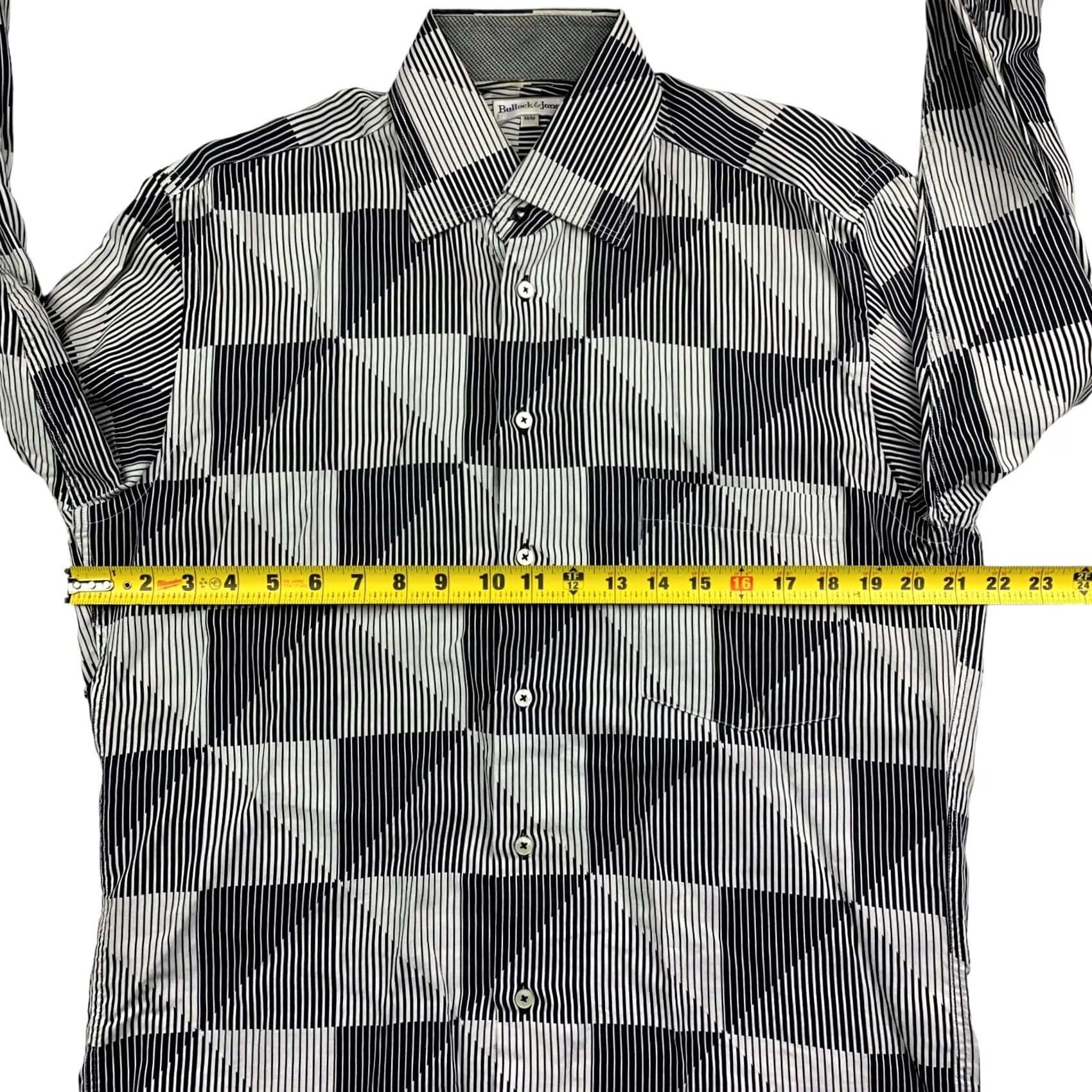 Vintage VINTAGE Bullock & Jones Men’s Button Shirt Black/White Abstract Geometric Long Sleeve Medium Button-Up Shirt Mens Size US M / EU 48-50 / 2 - 7 Thumbnail