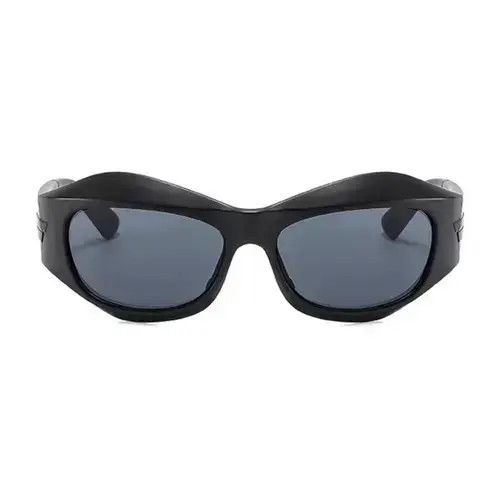 Designer Wrap Around Sunglasses Thick Frame Y2K Sunglasses Punk Hip H Size ONE SIZE - 2 Thumbnail