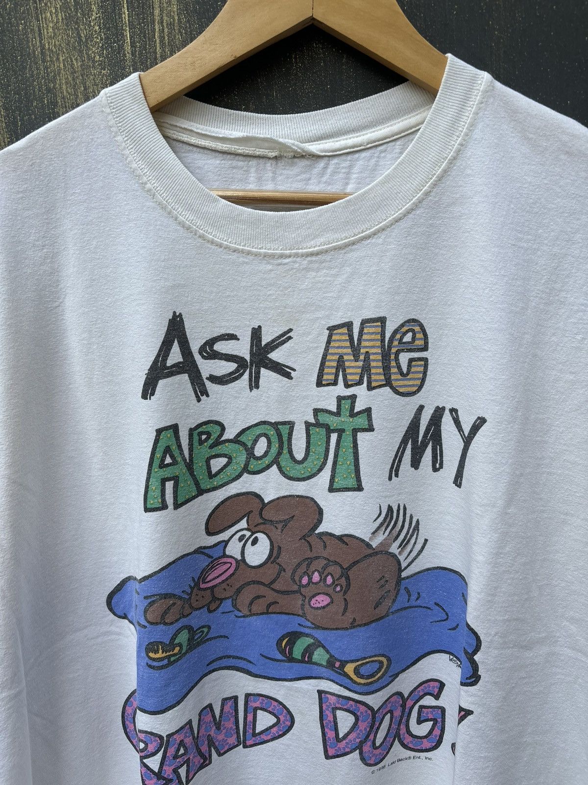 Vintage RARE! Vintage 90’s Art Cartoon Dog Graphic Size US XL / EU 56 / 4 - 5 Thumbnail